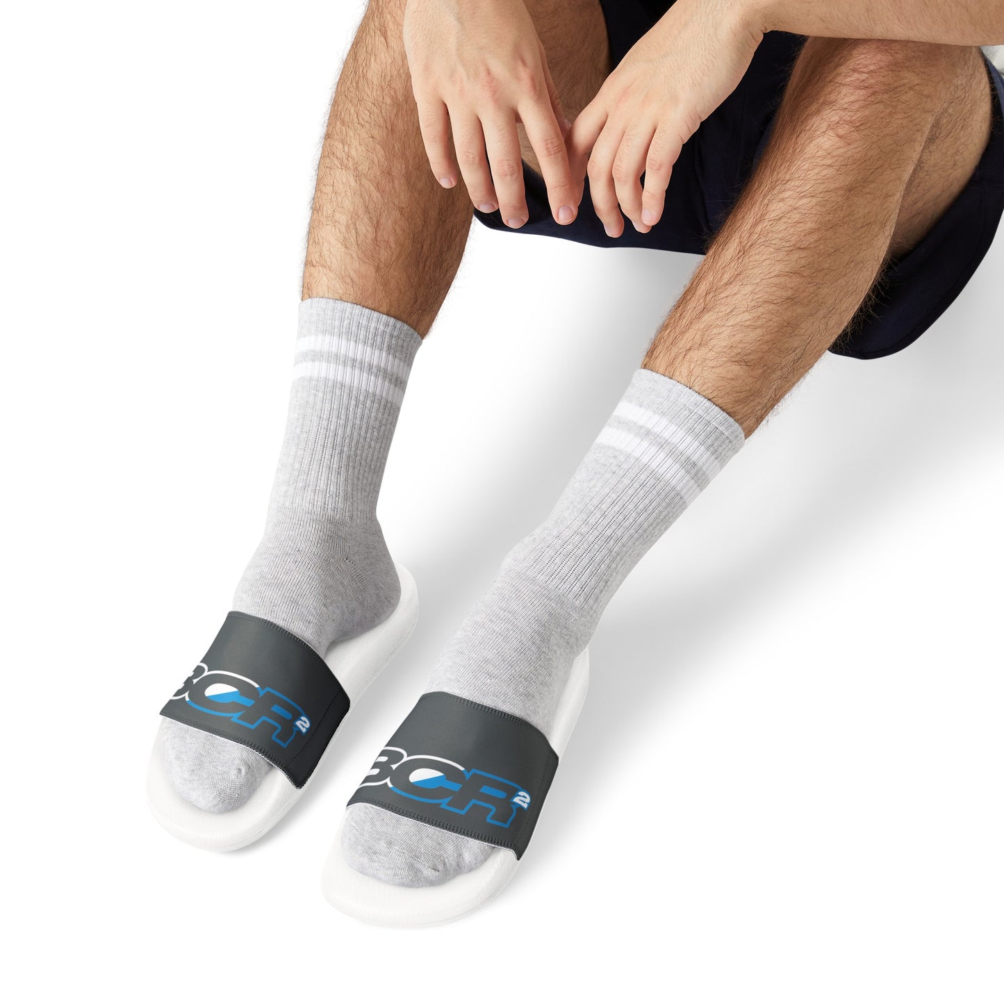 BCR Squared Gray Slide Sandals