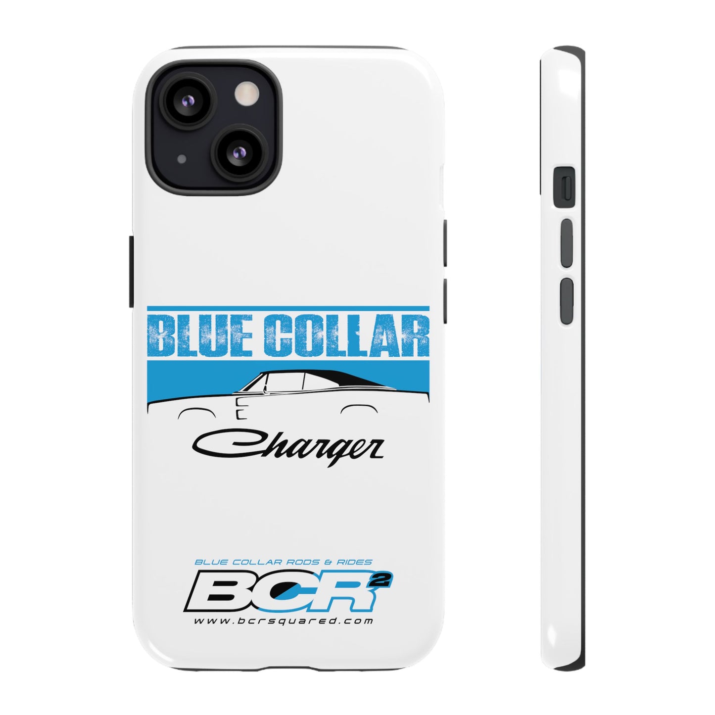 Blue Collar Charger White Phone Cases