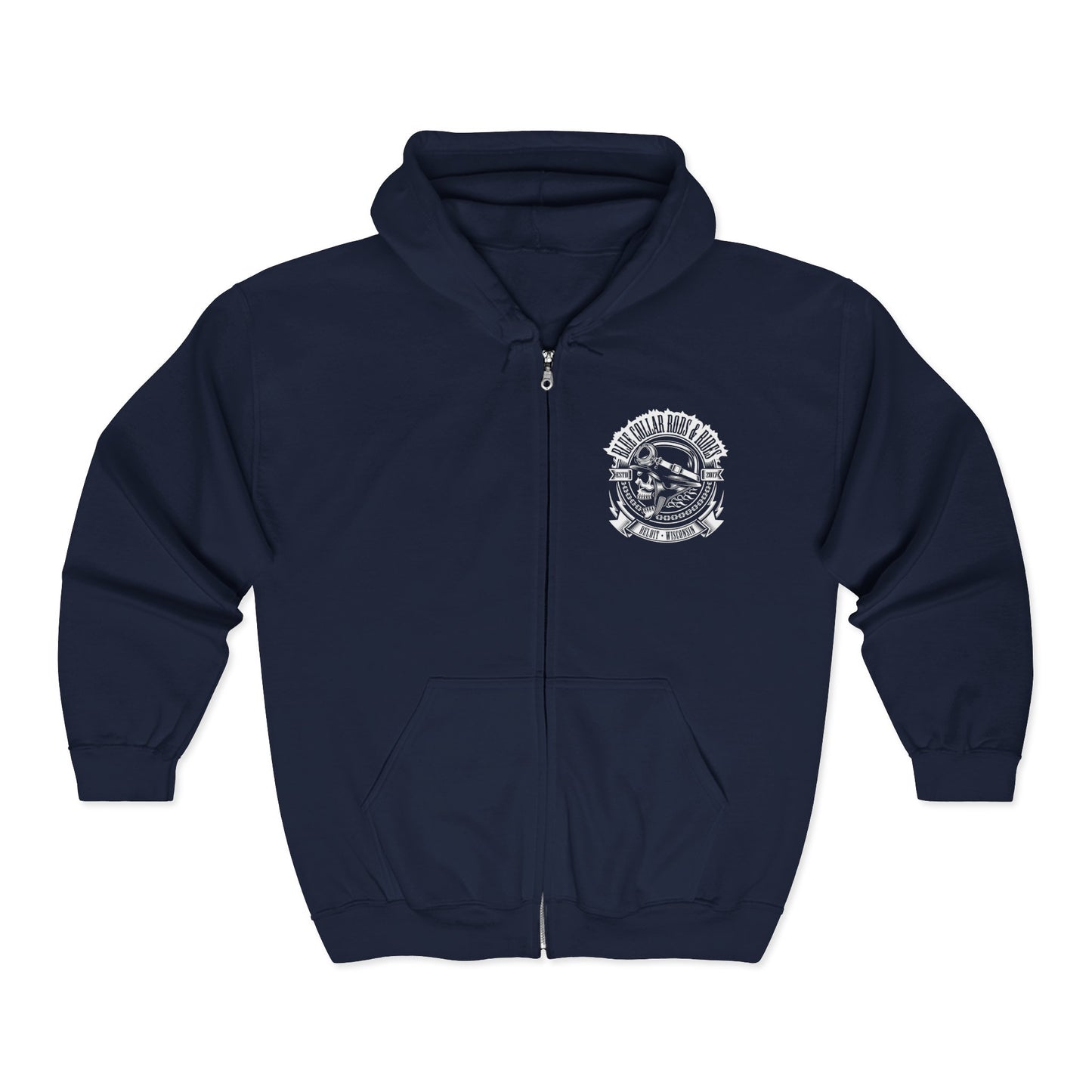Blue Collar Skull 1 Zip up Hoodie