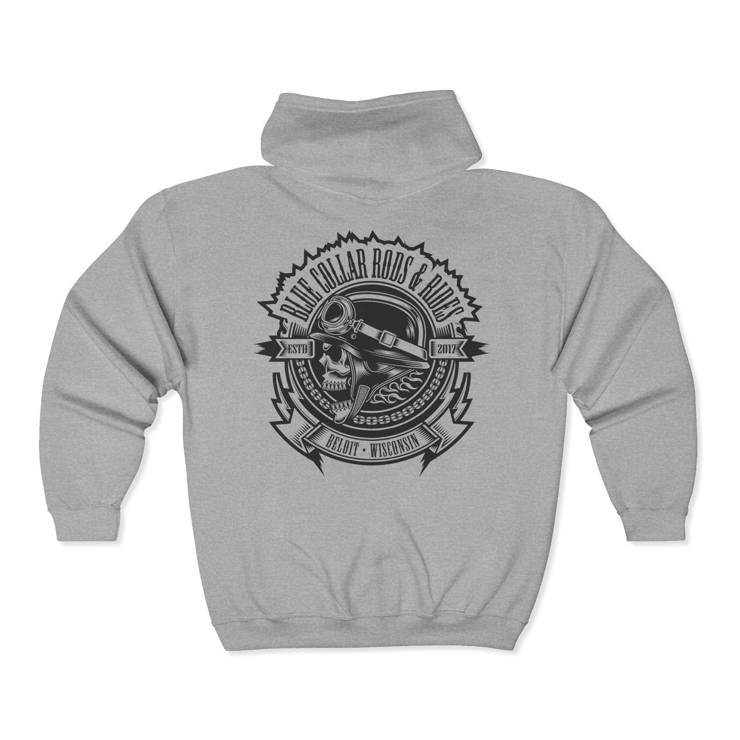Blue Collar Skull 1 Zip up Hoodie