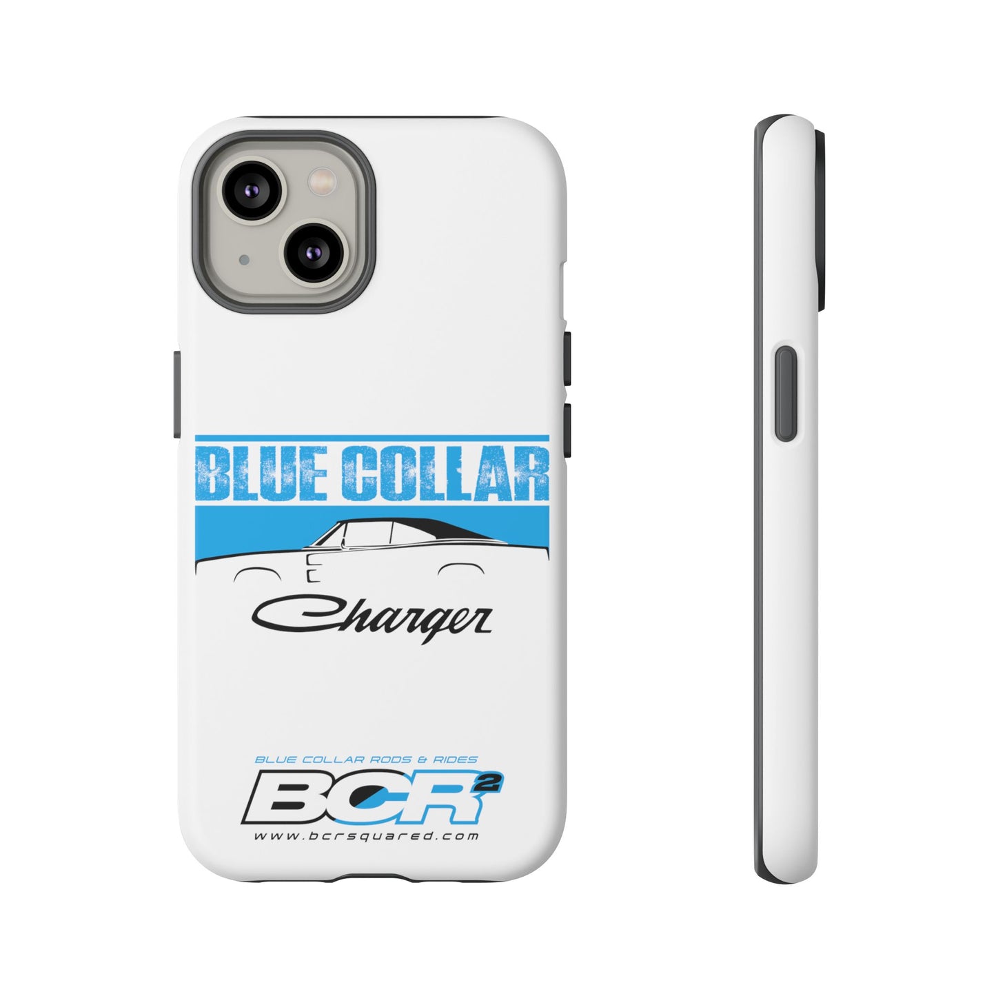 Blue Collar Charger White Phone Cases