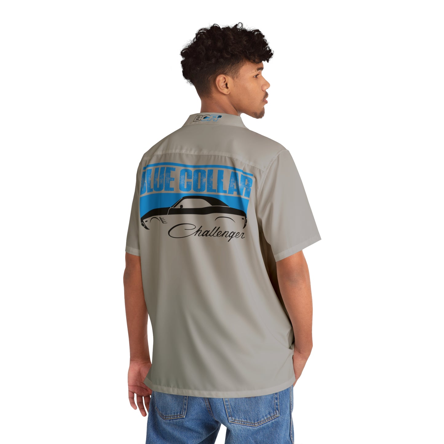 Blue Collar Challenger Gray Hawaiian Shirt