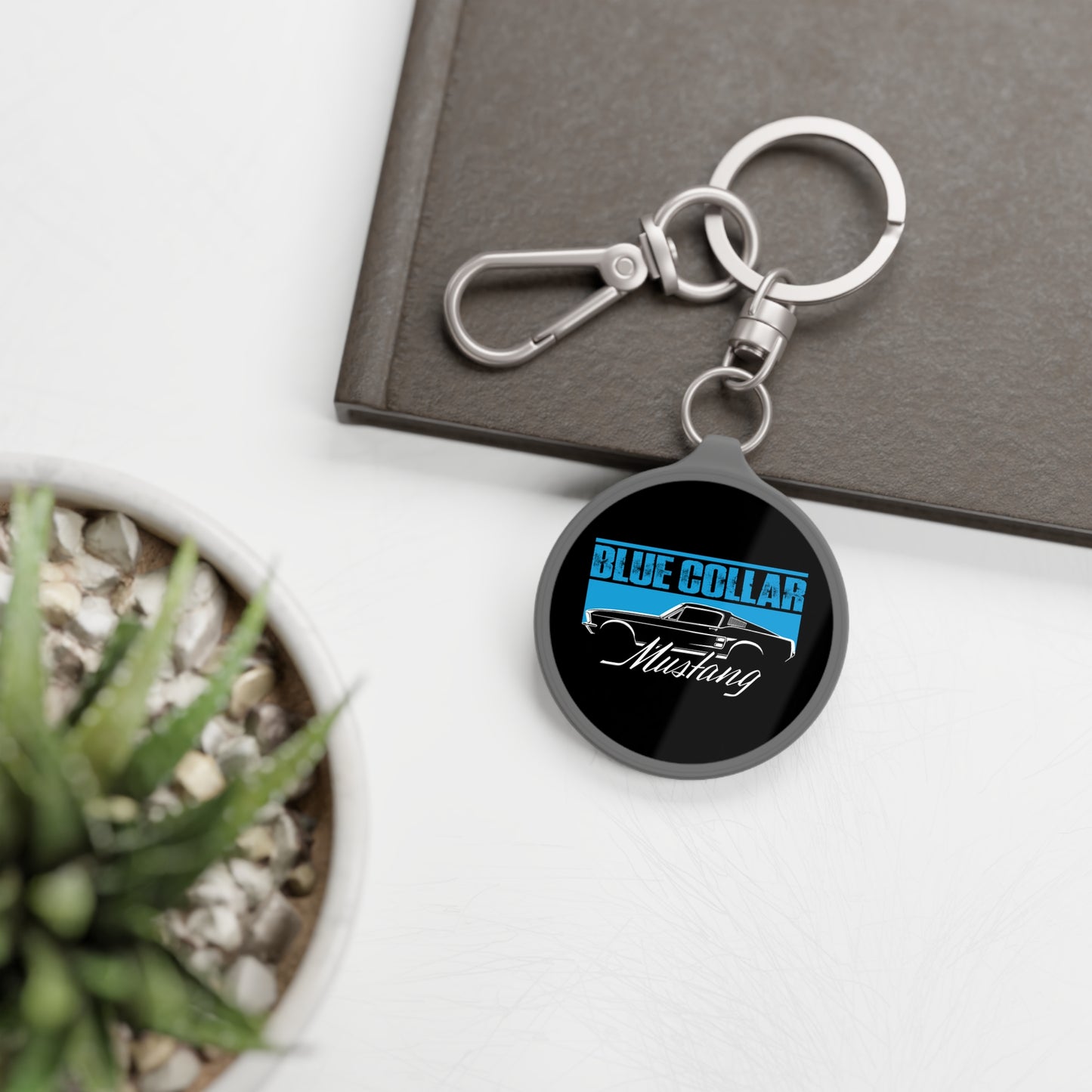 Blue Collar Mustang Keychain