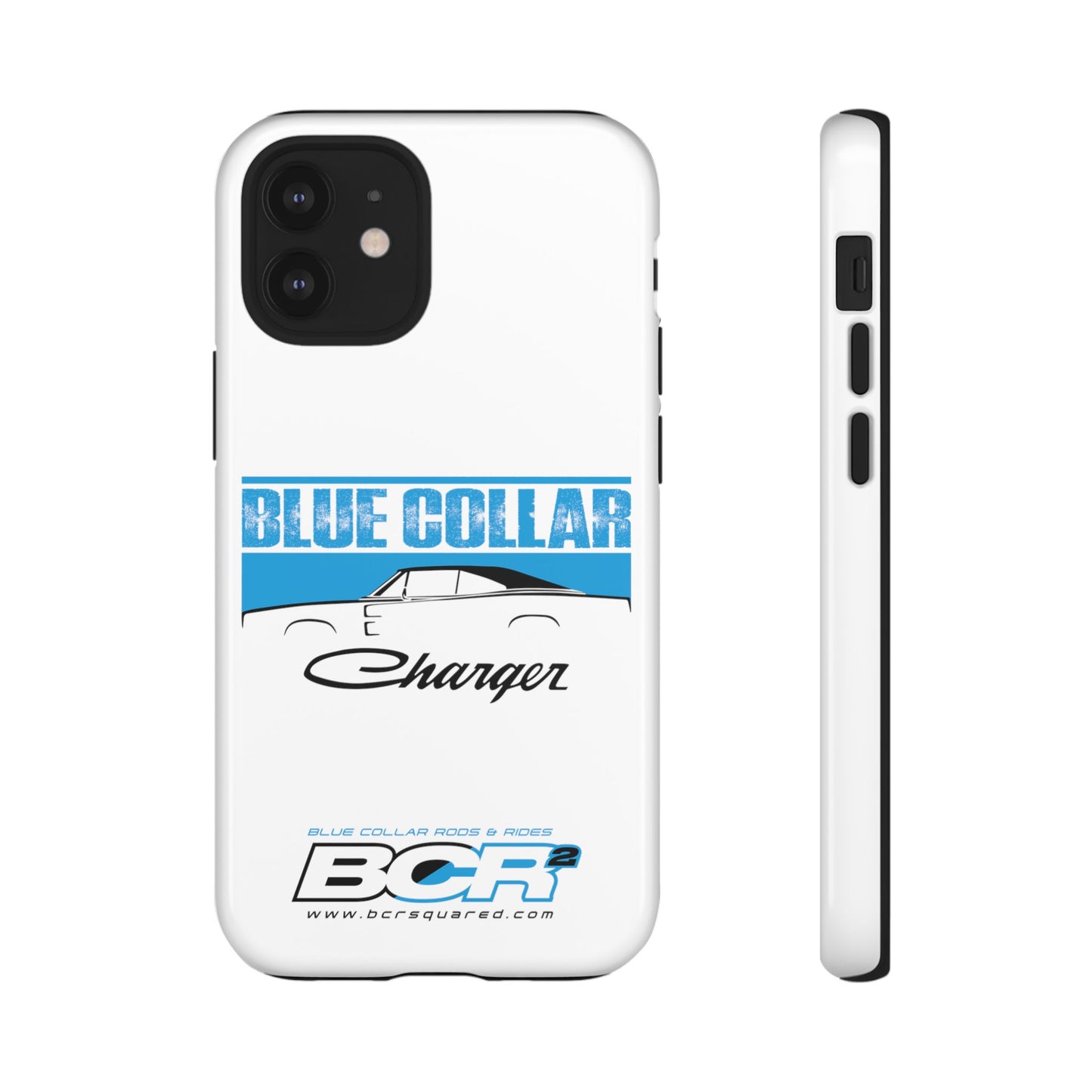 Blue Collar Charger White Phone Cases