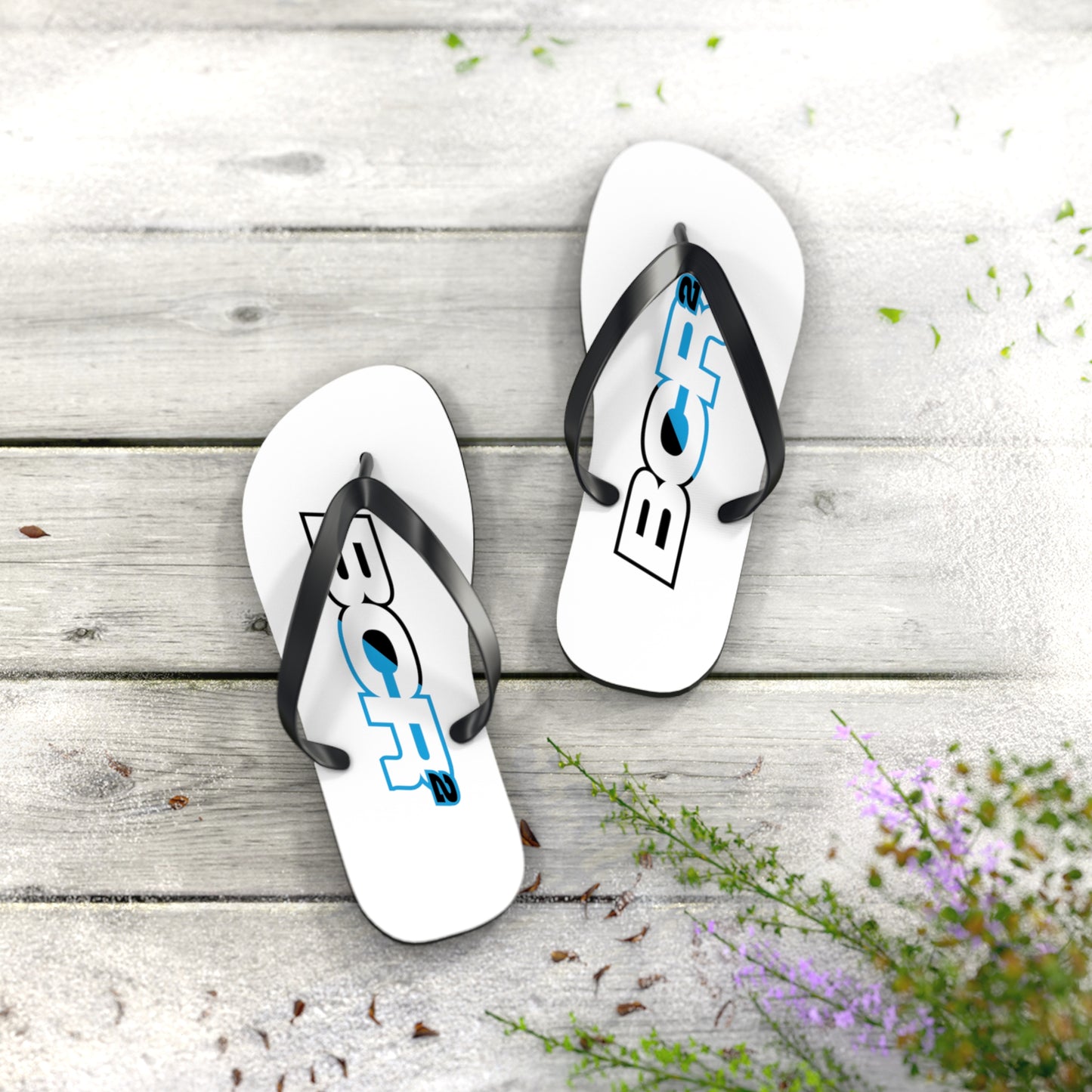 BCR Squared White Flip Flops