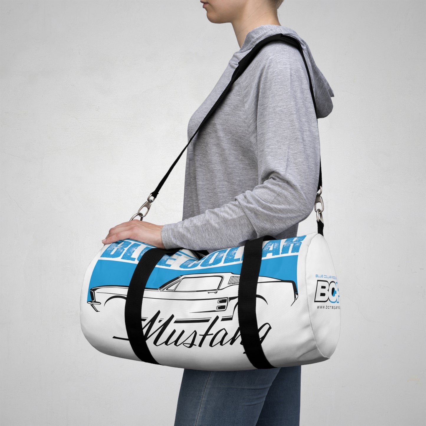 Blue Collar Mustang White Duffel Bag