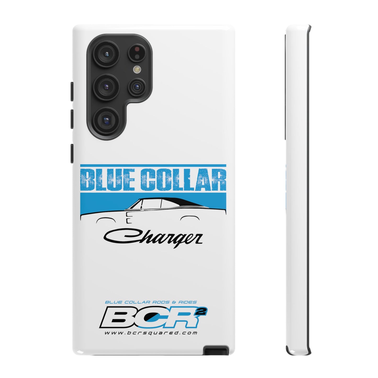 Blue Collar Charger White Phone Cases