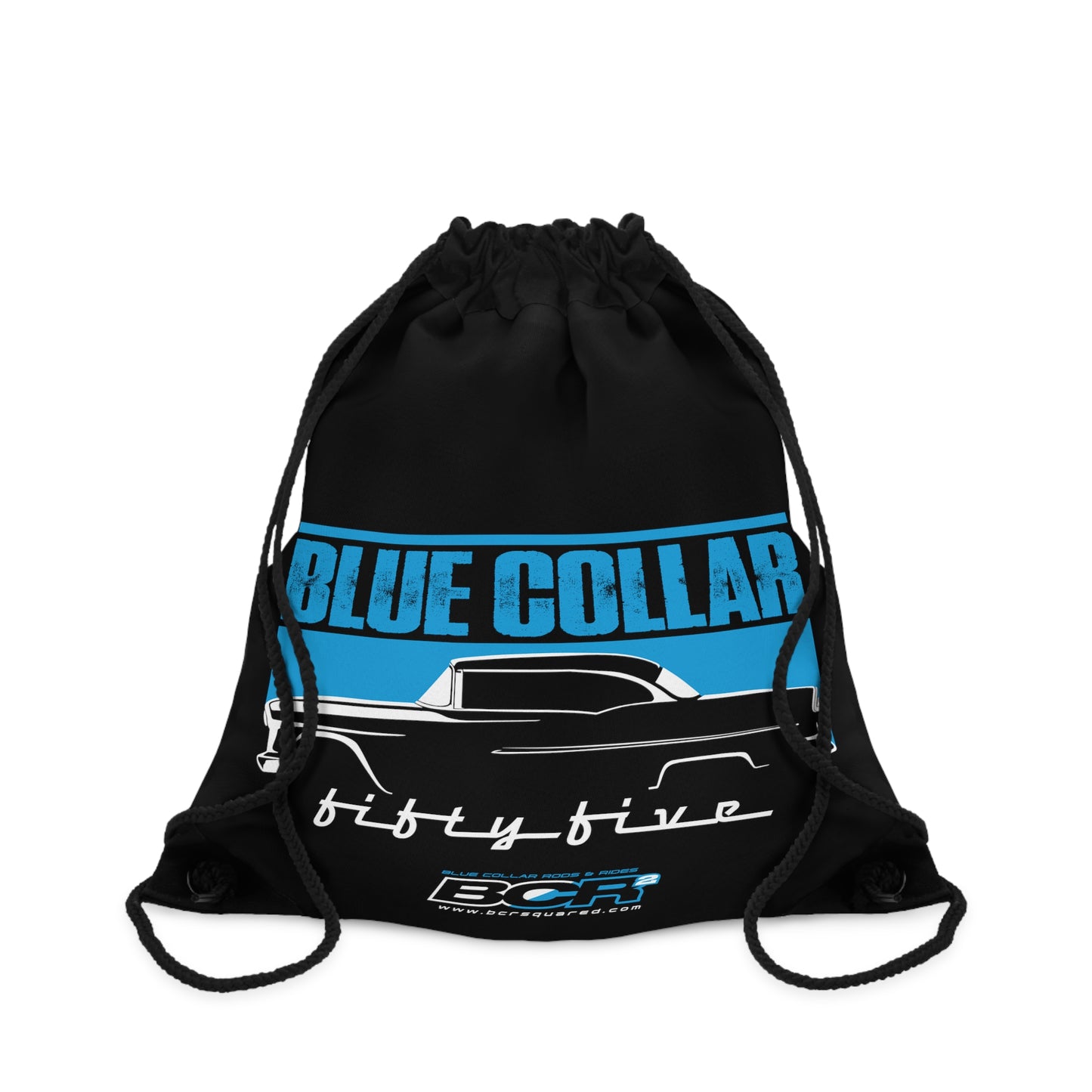 Blue Collar Fifty Five Black Drawstring Bag