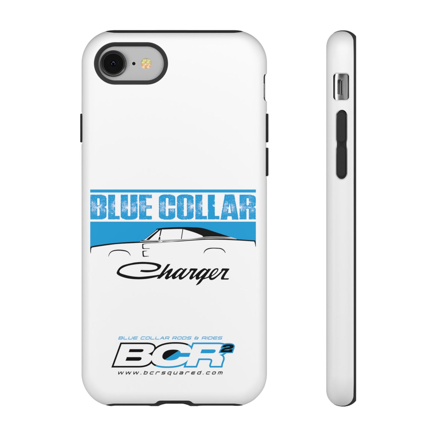 Blue Collar Charger White Phone Cases