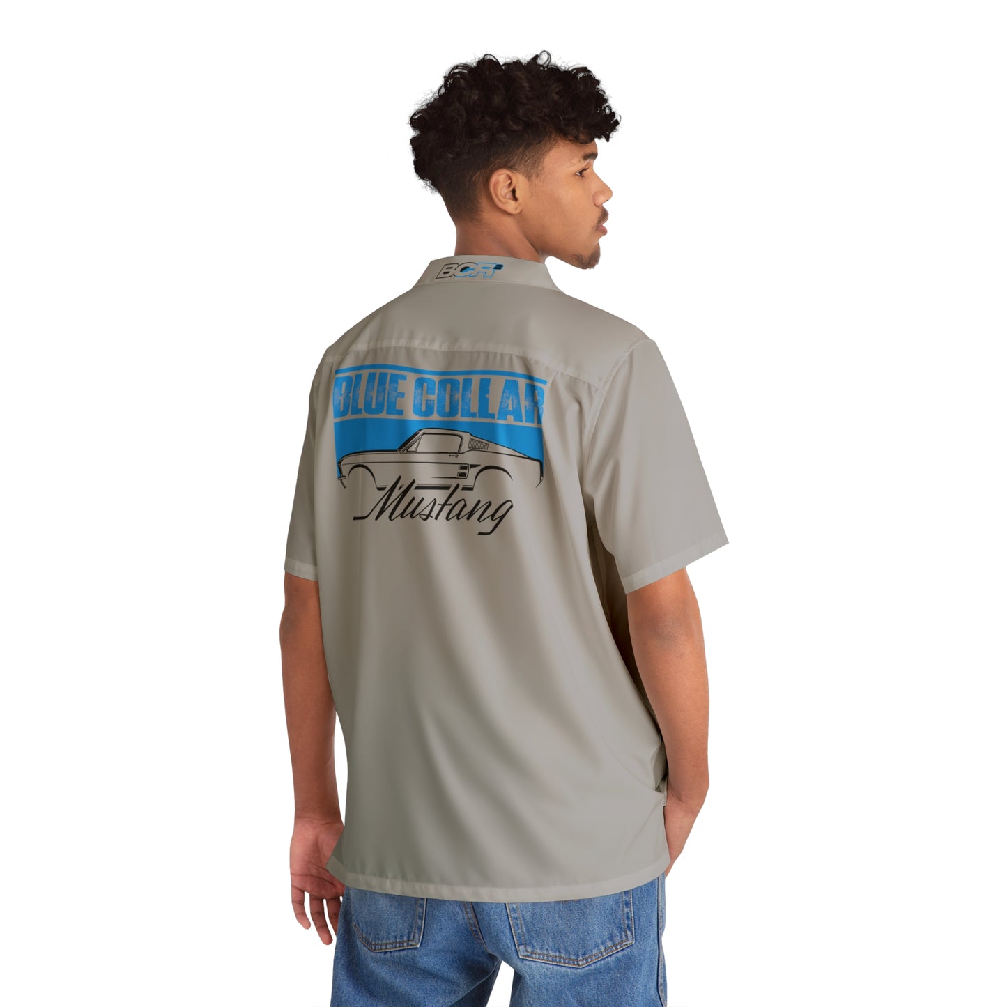 Blue Collar Mustang Gray Hawaiian Shirt