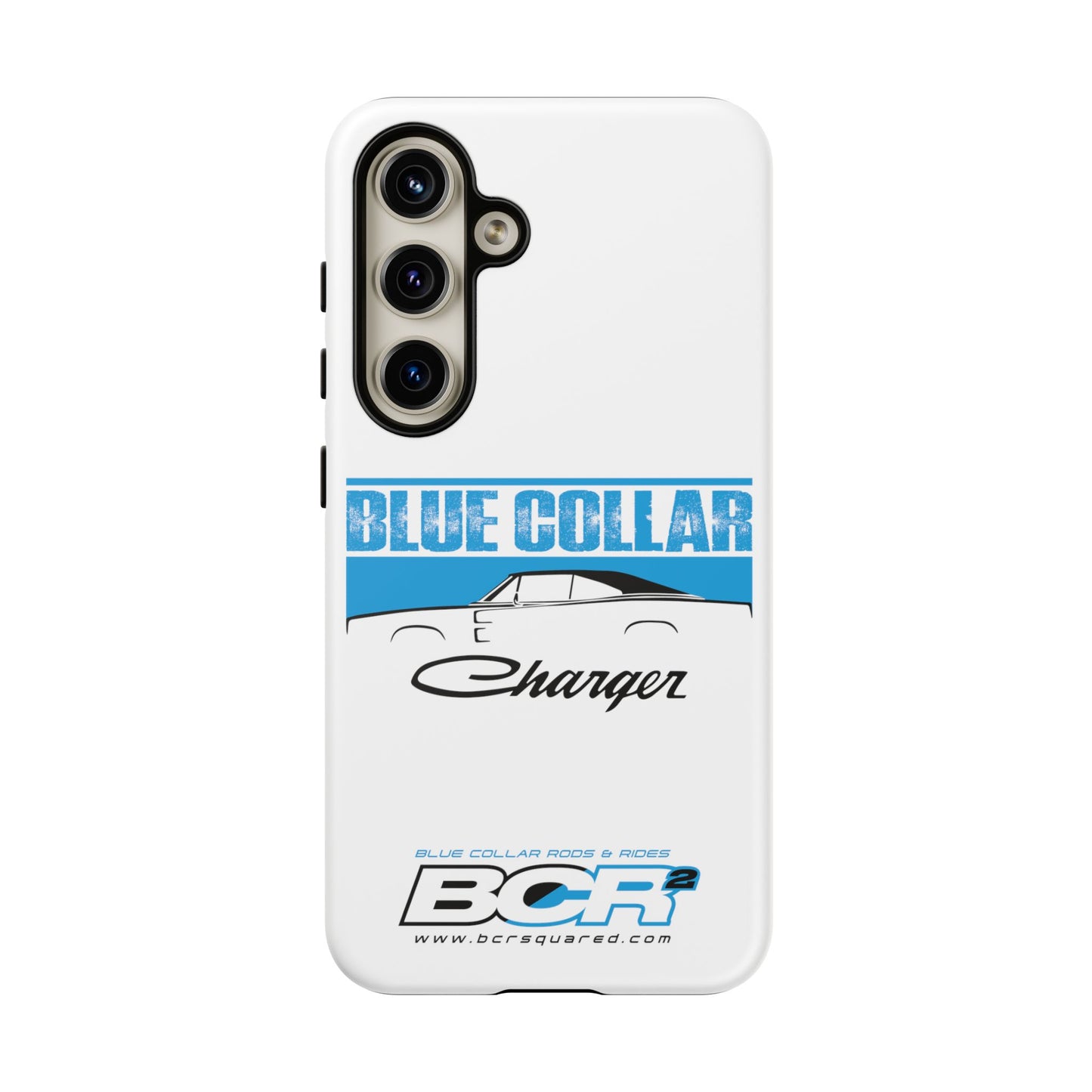 Blue Collar Charger White Phone Cases