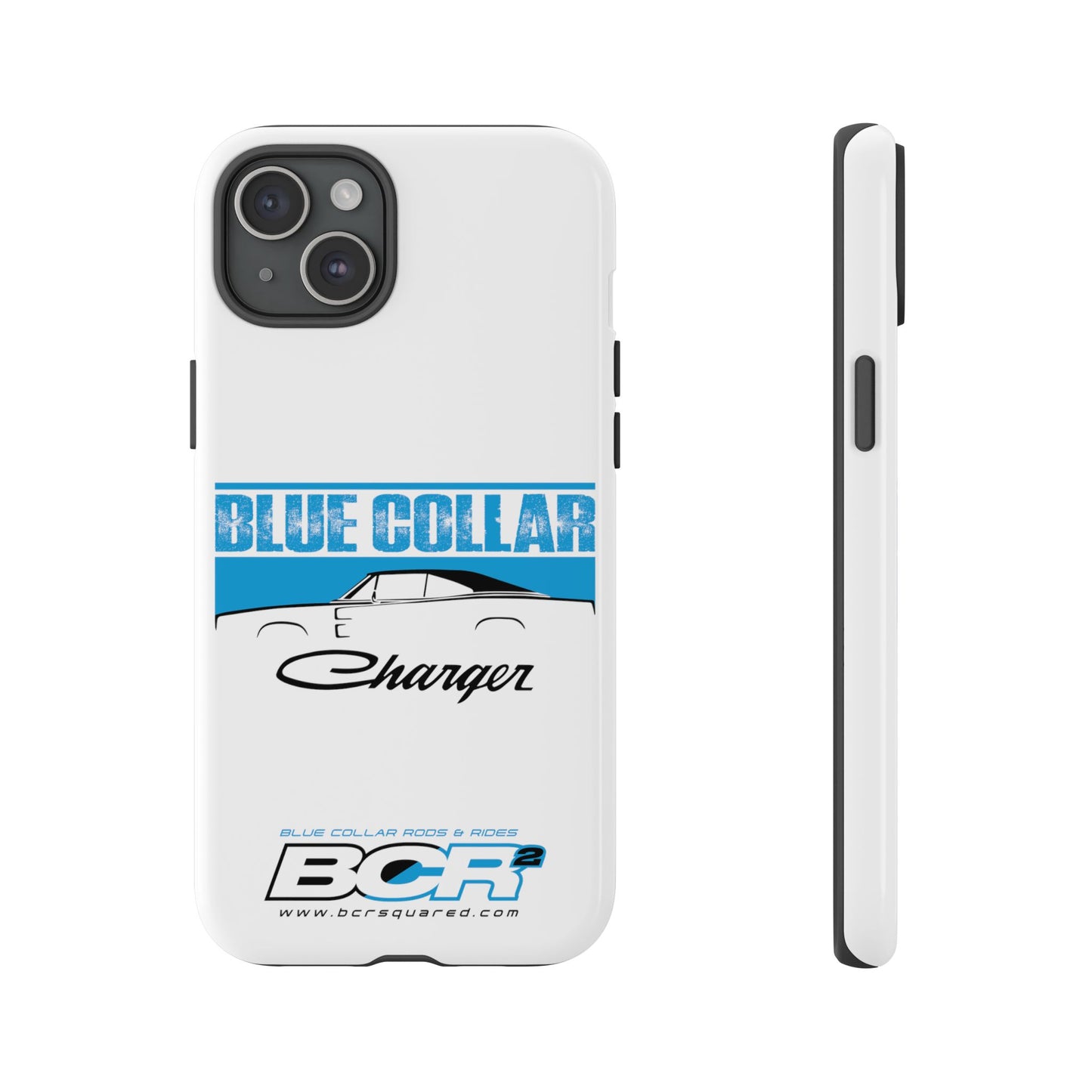 Blue Collar Charger White Phone Cases