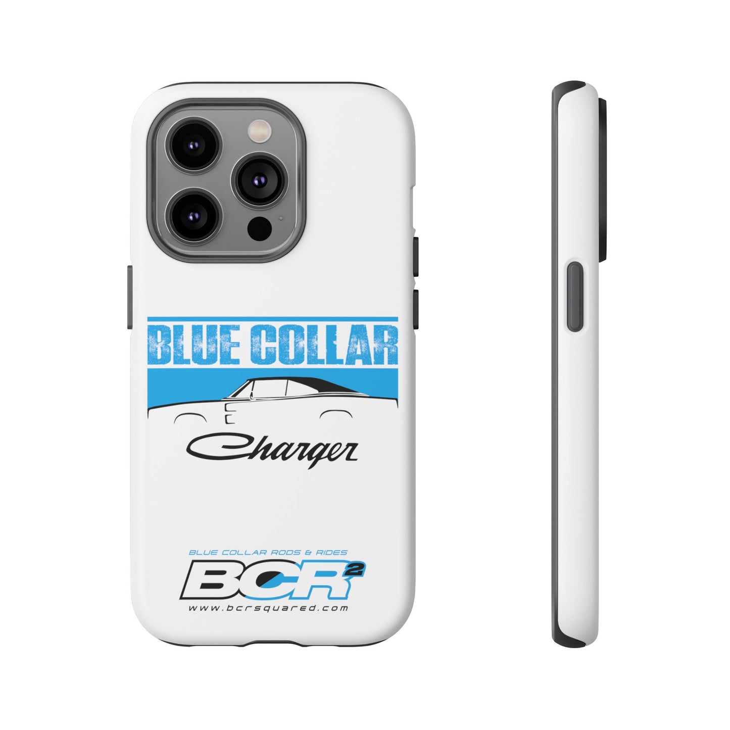 Blue Collar Charger White Phone Cases