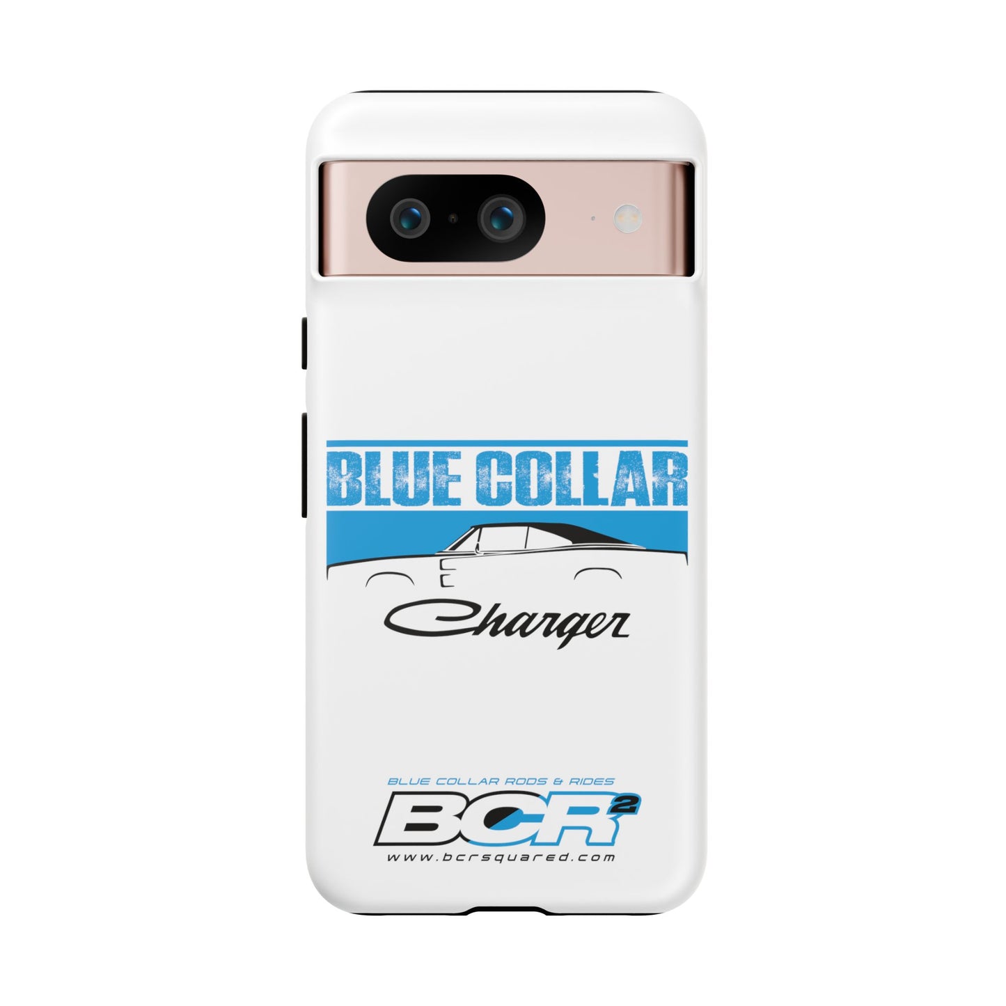 Blue Collar Charger White Phone Cases