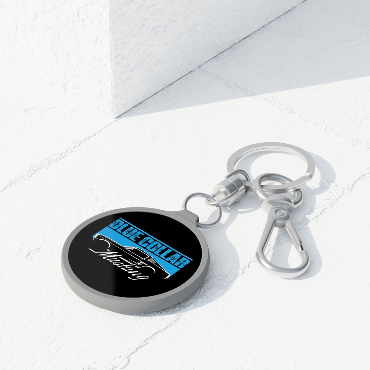 Blue Collar Mustang Keychain