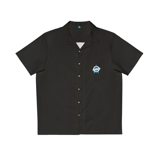 Blue Collar Pinstripe Black Hawaiian Shirt