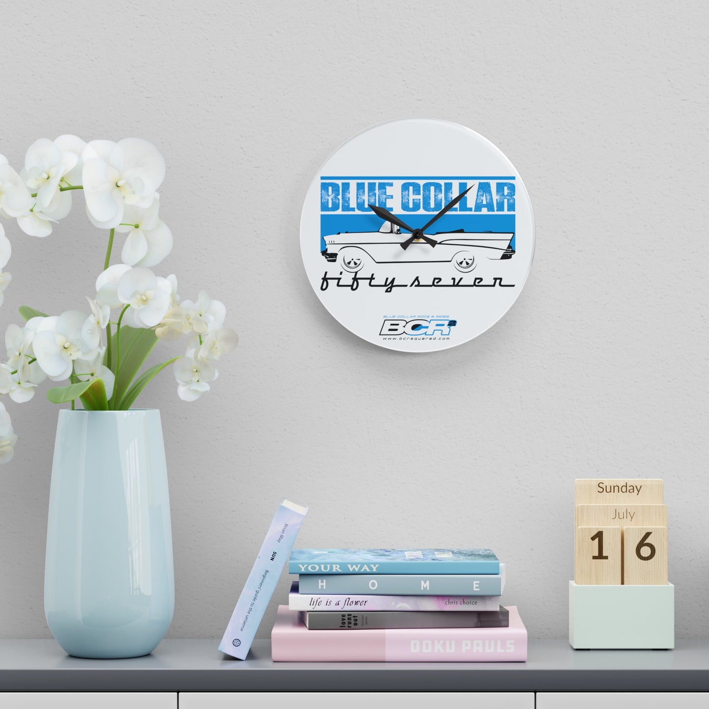 Blue Collar Fifty Seven Wall Clock