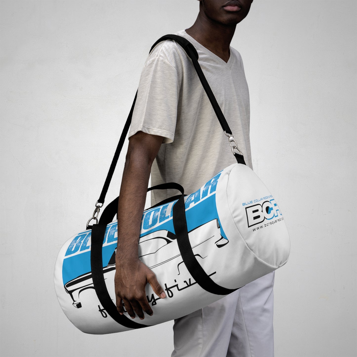 Blue Collar Fifty Five White Duffel Bag