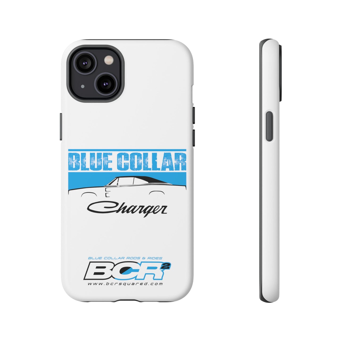 Blue Collar Charger White Phone Cases