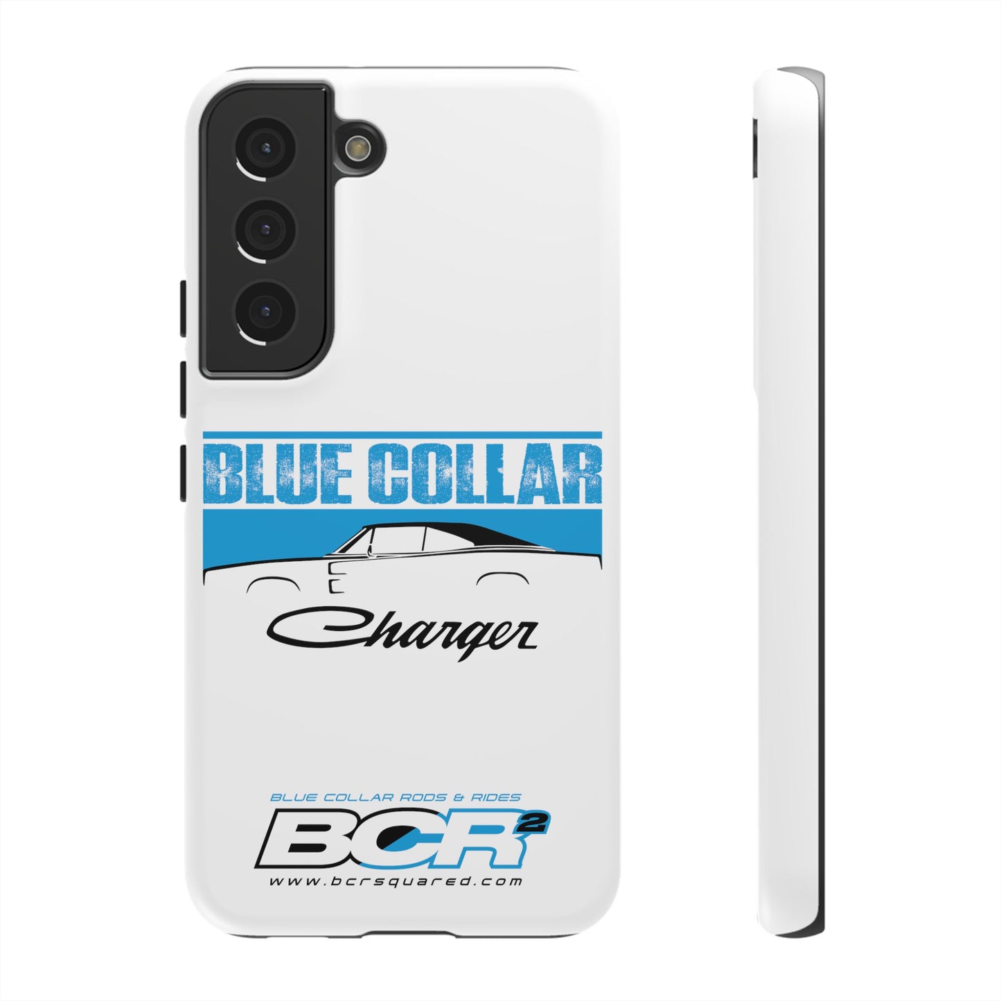 Blue Collar Charger White Phone Cases