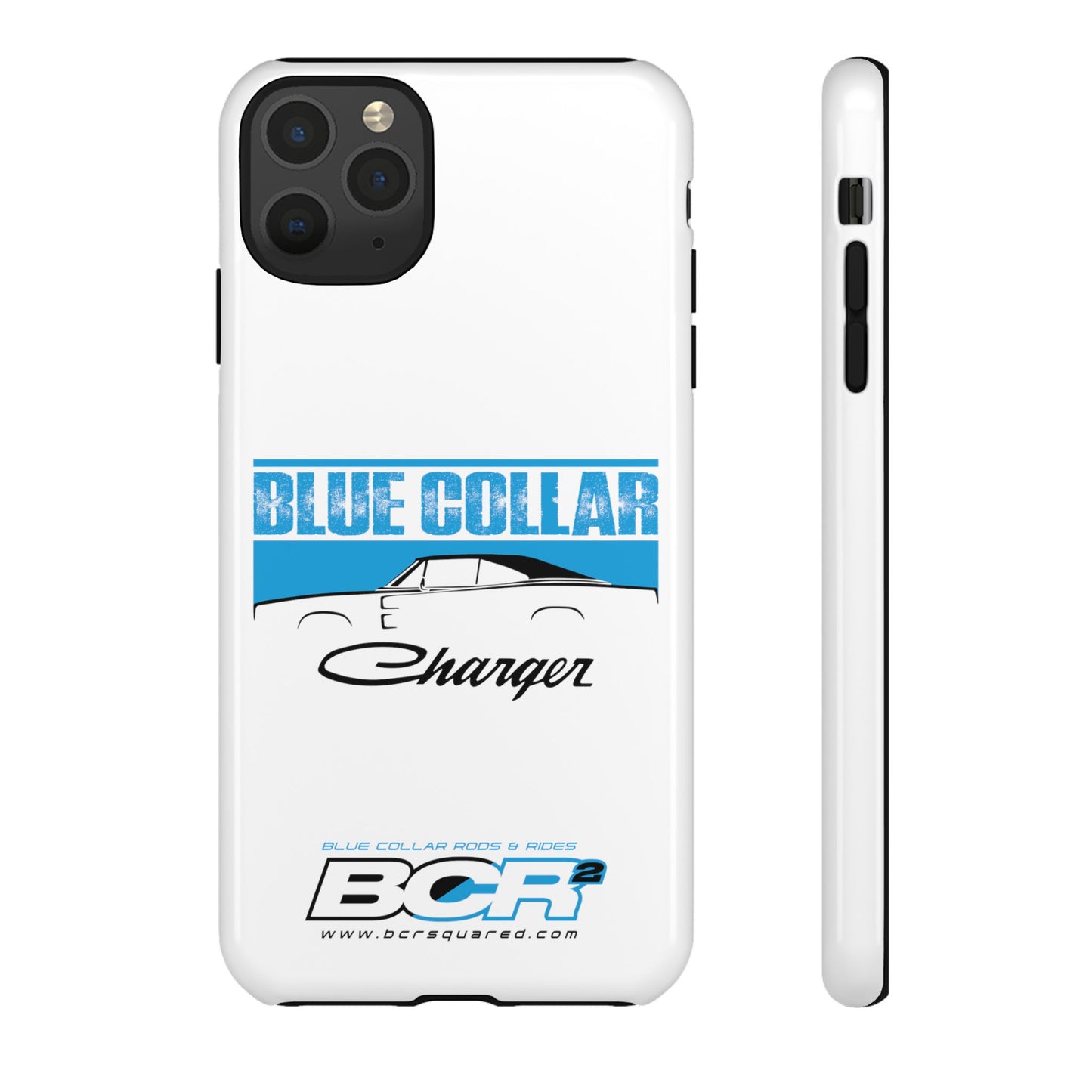 Blue Collar Charger White Phone Cases