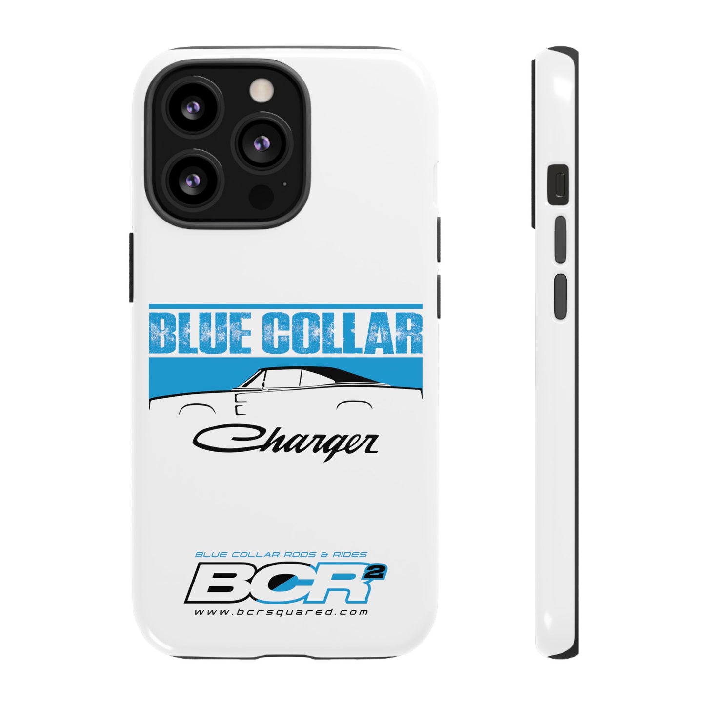 Blue Collar Charger White Phone Cases