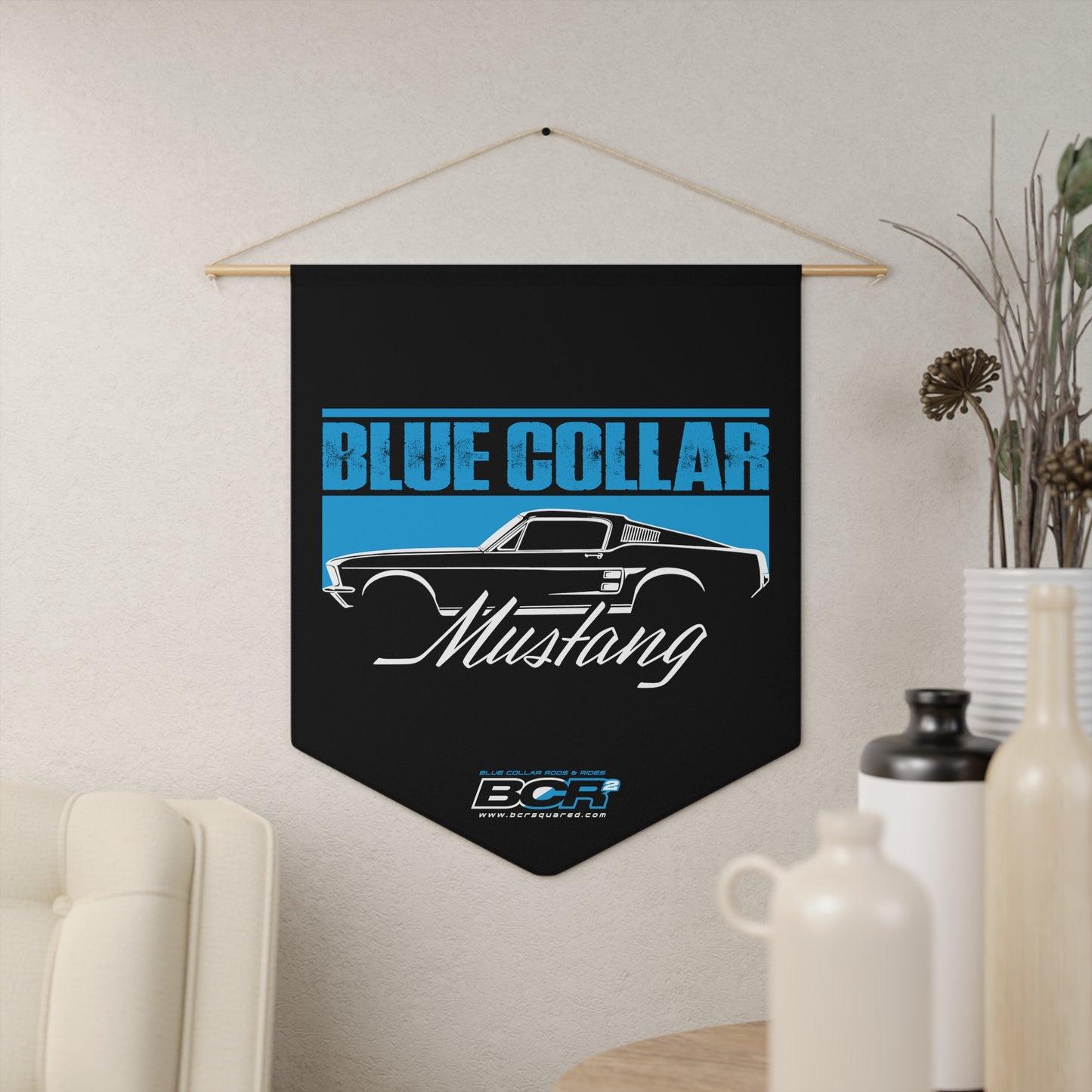 Blue Collar Mustang Pennant Banner