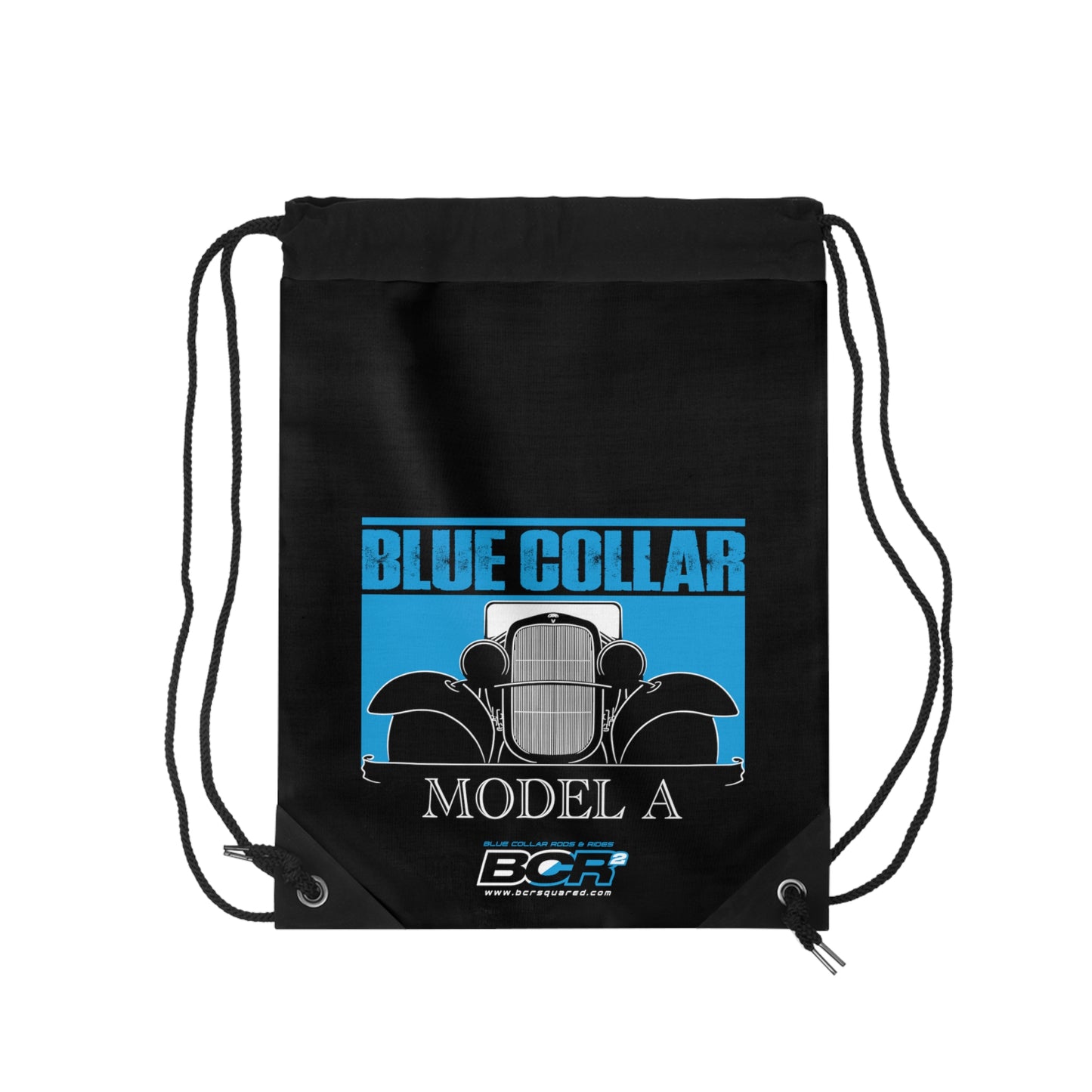 Blue Collar Model A Black Drawstring Bag