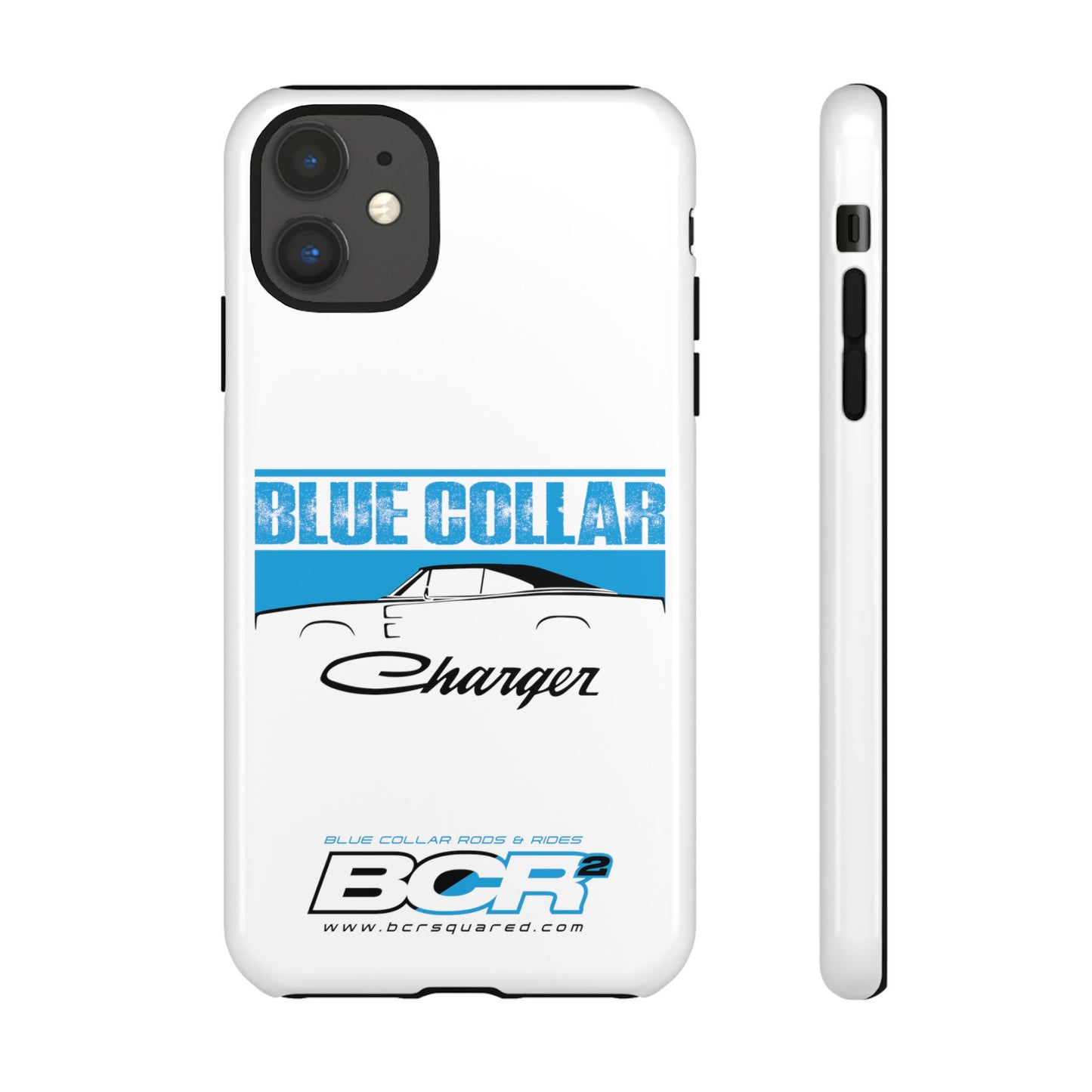 Blue Collar Charger White Phone Cases