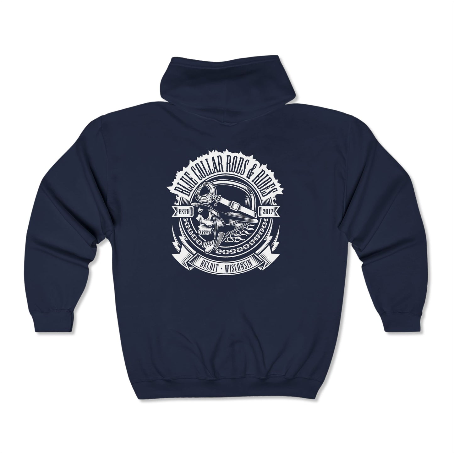 Blue Collar Skull 1 Zip up Hoodie