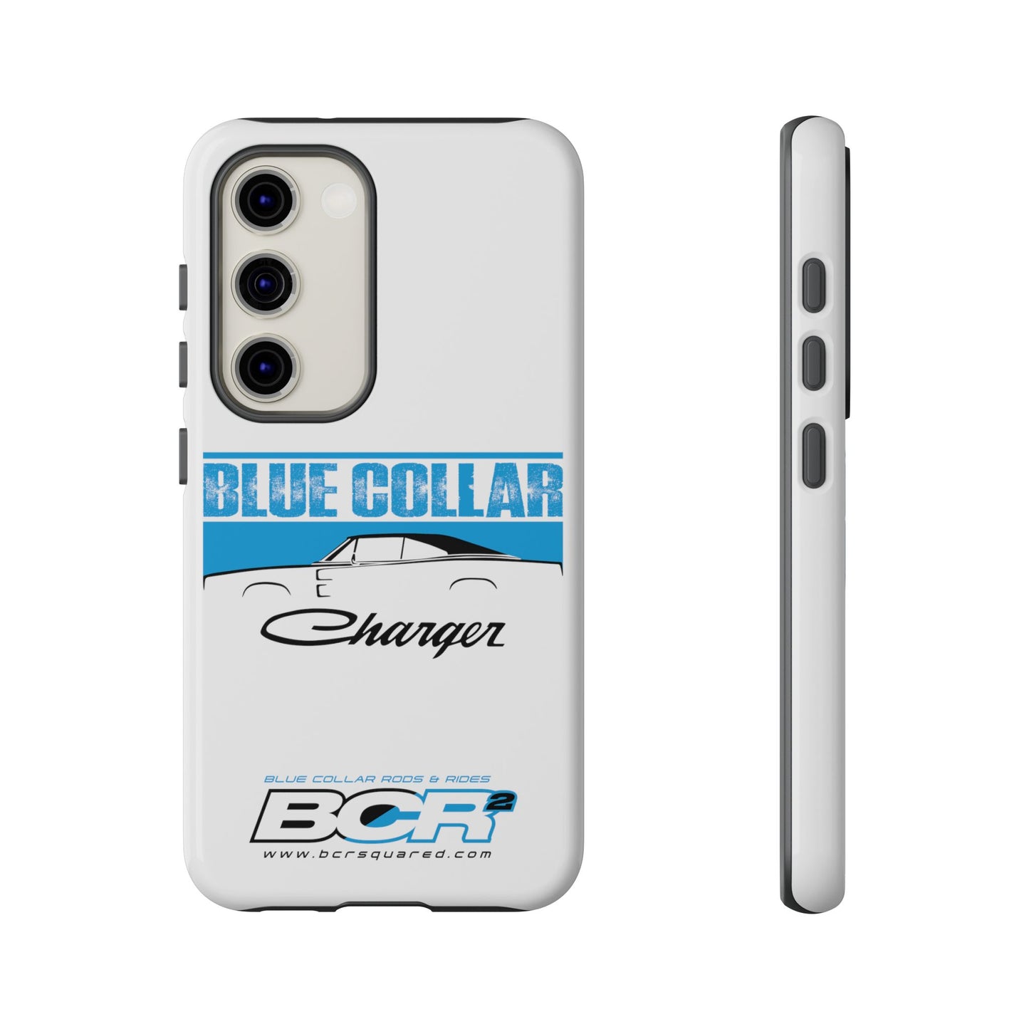 Blue Collar Charger White Phone Cases