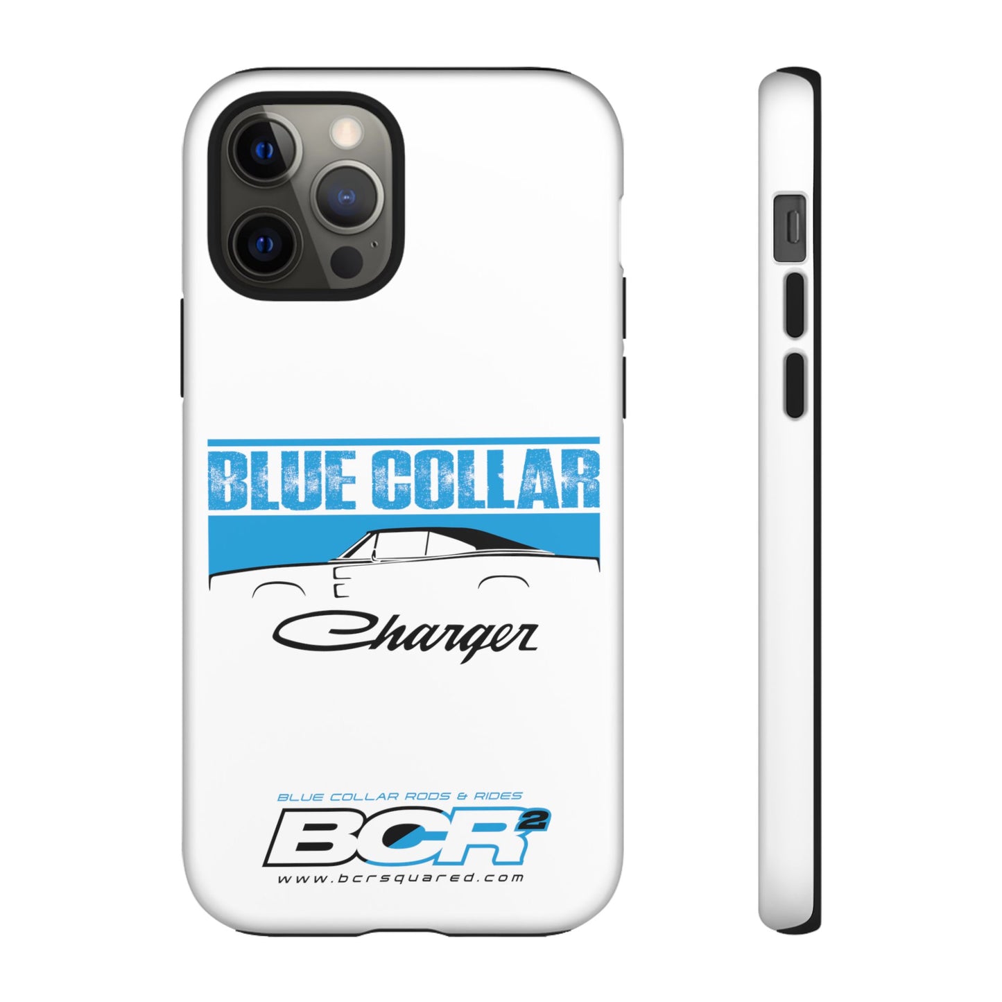 Blue Collar Charger White Phone Cases