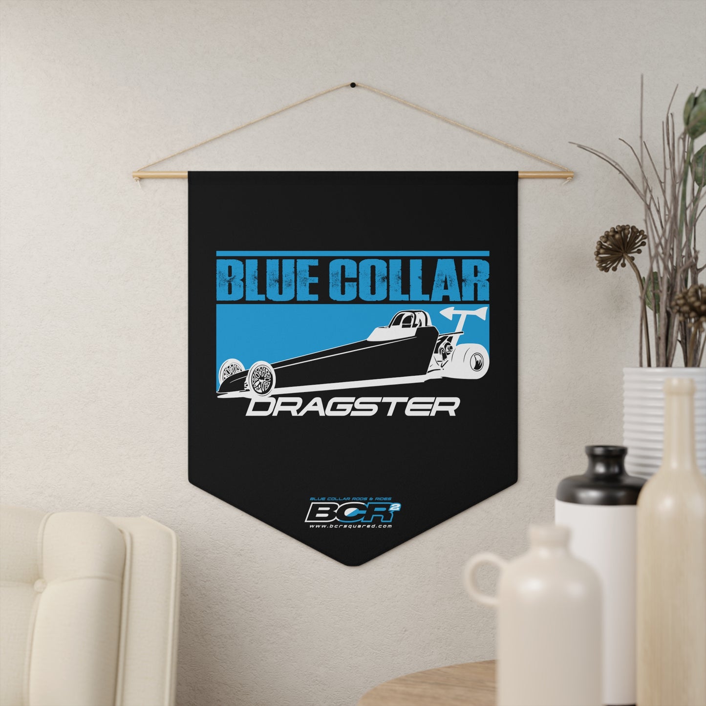 Blue Collar Dragster Pennant Banner