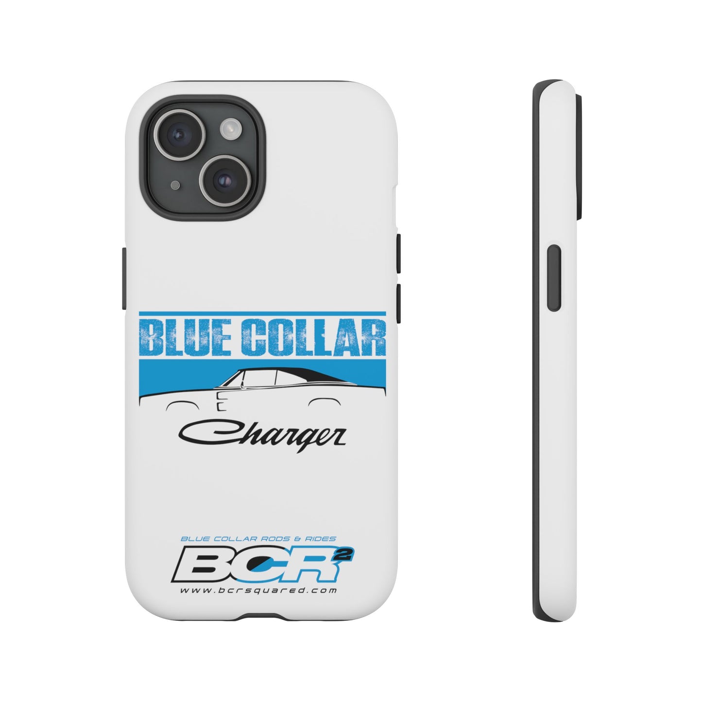 Blue Collar Charger White Phone Cases