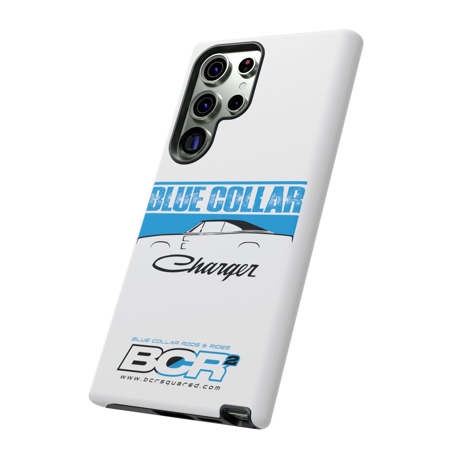 Blue Collar Charger White Phone Cases