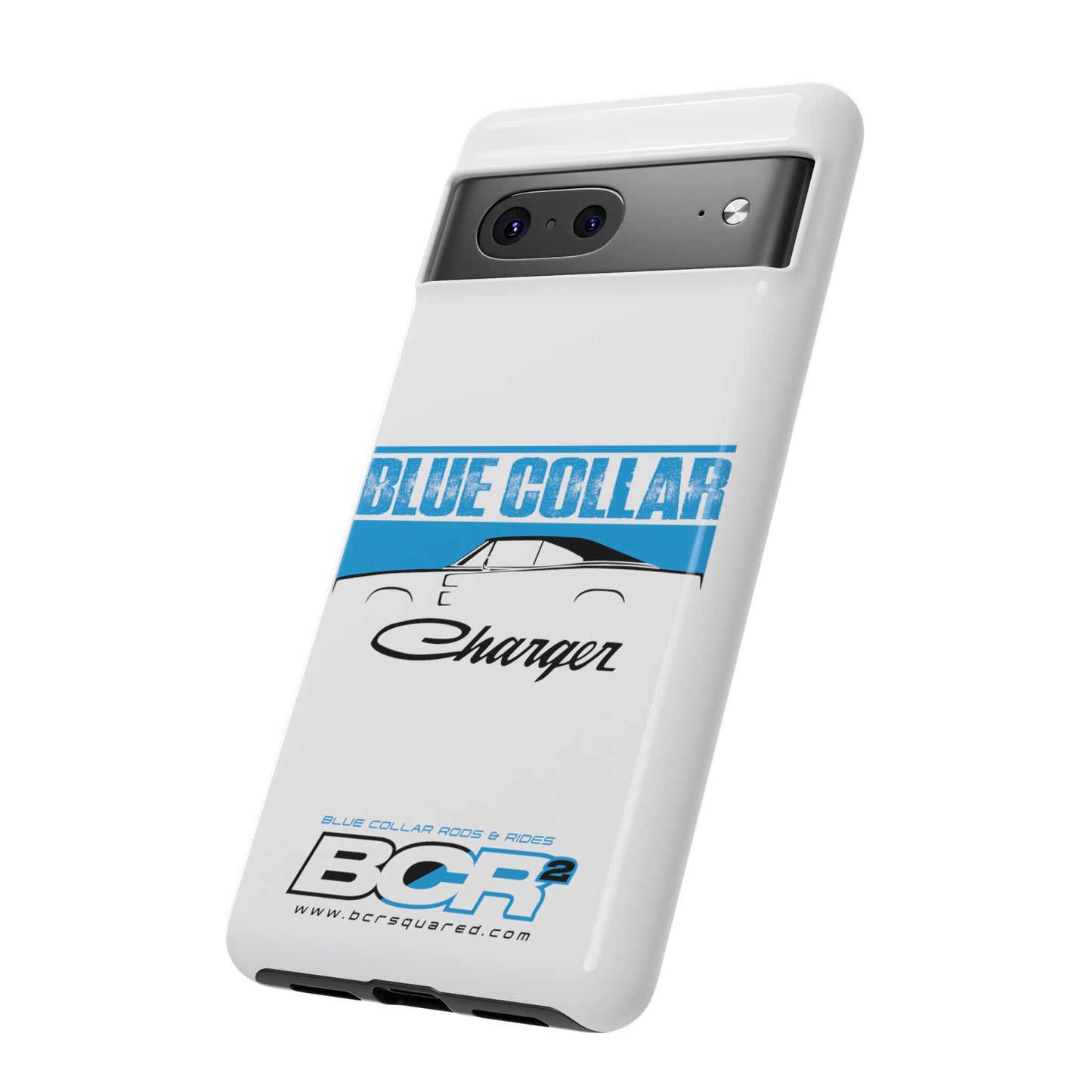 Blue Collar Charger White Phone Cases