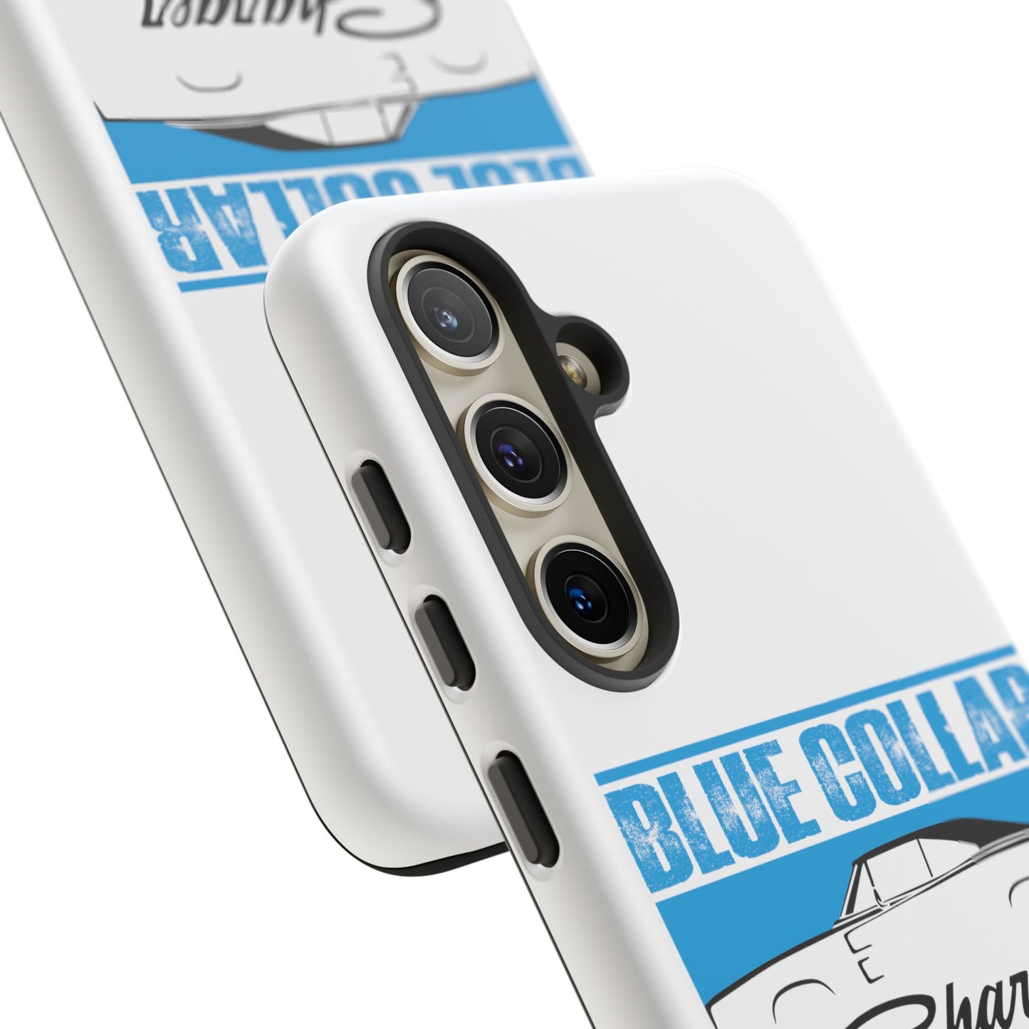 Blue Collar Charger White Phone Cases