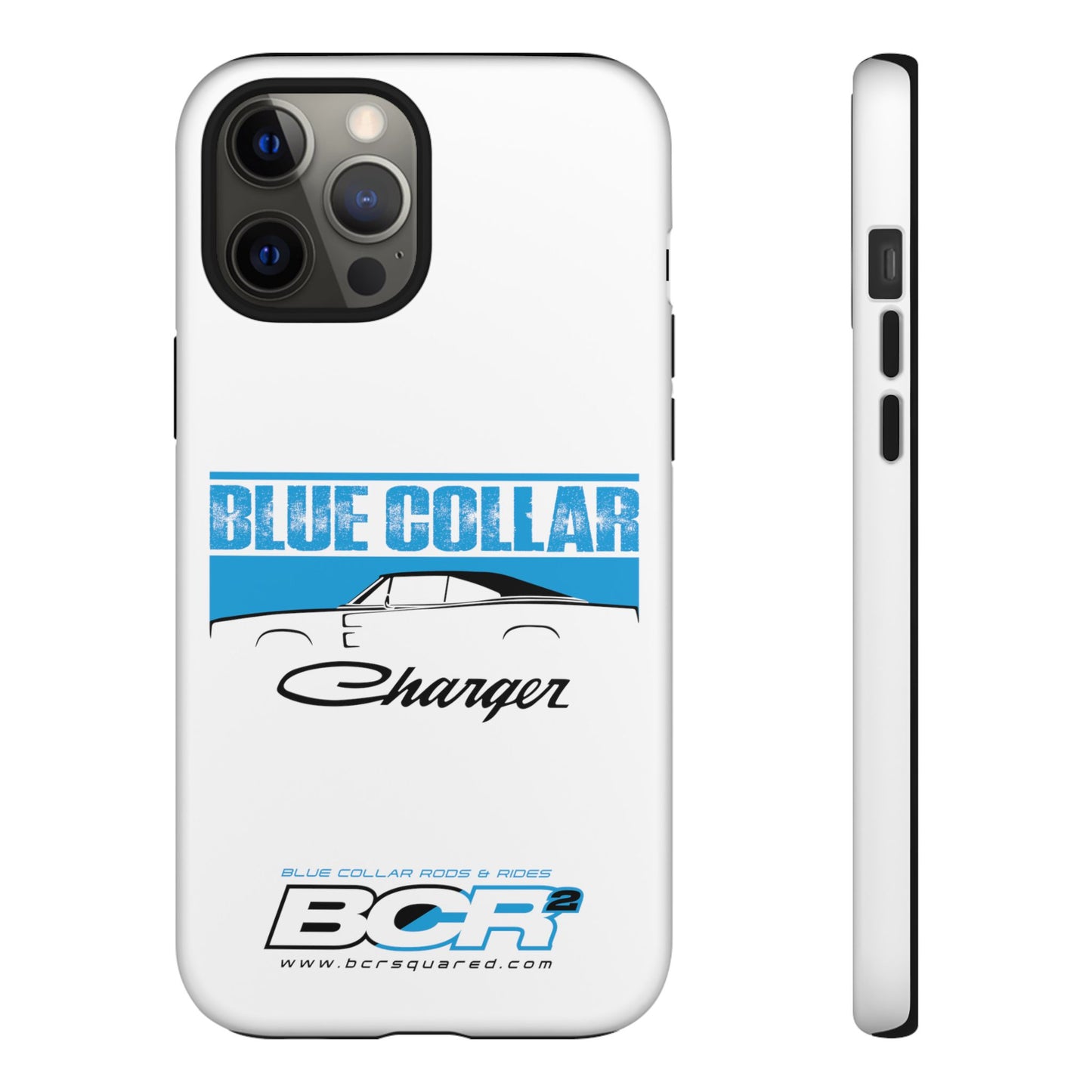 Blue Collar Charger White Phone Cases