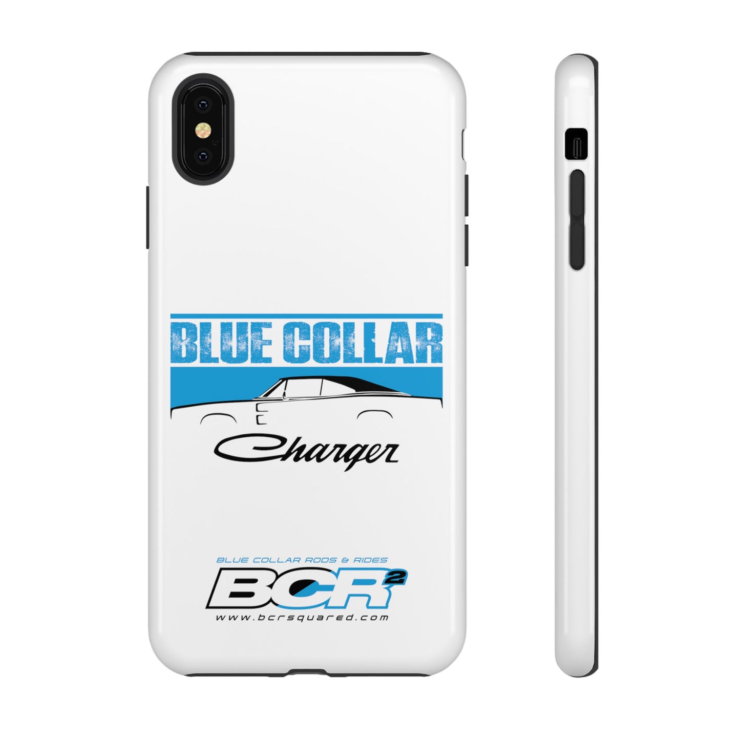 Blue Collar Charger White Phone Cases