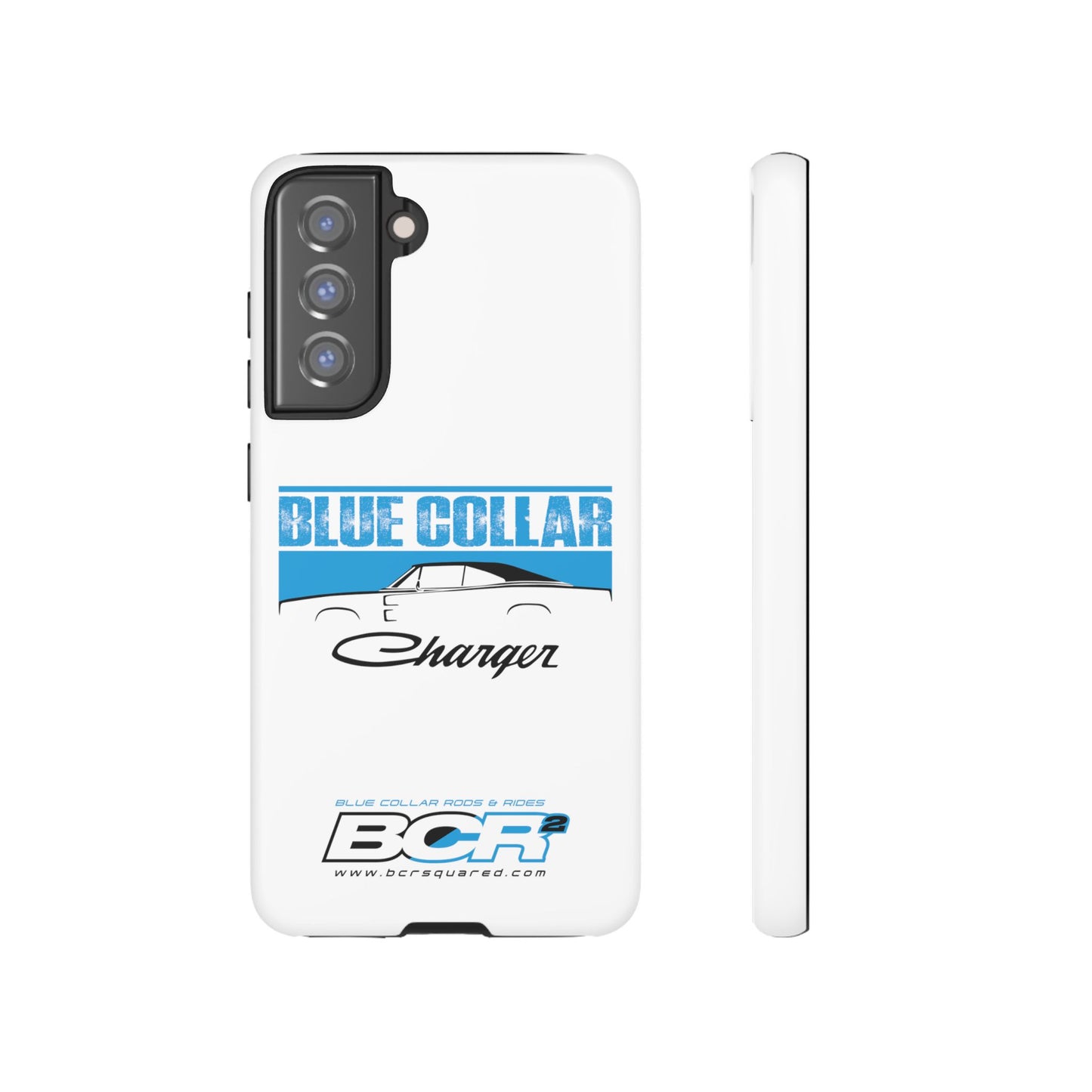 Blue Collar Charger White Phone Cases