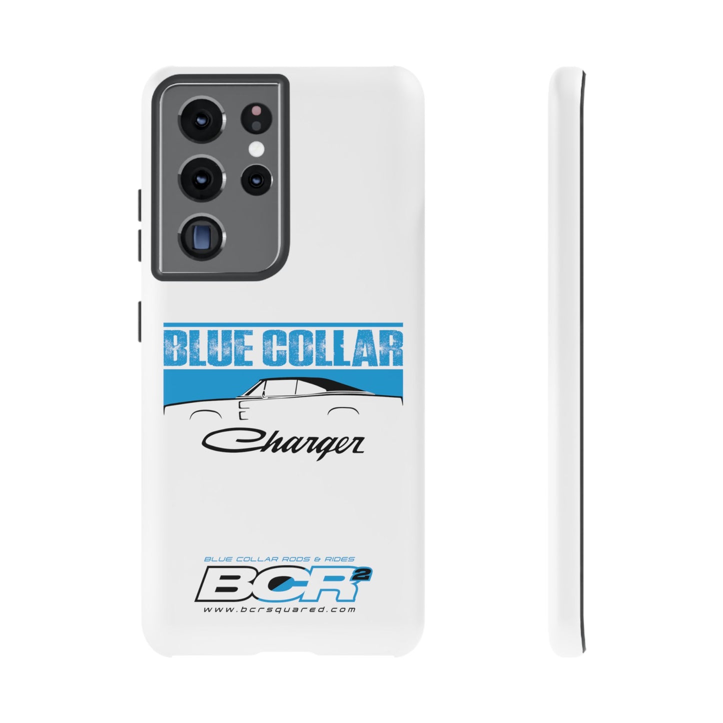 Blue Collar Charger White Phone Cases