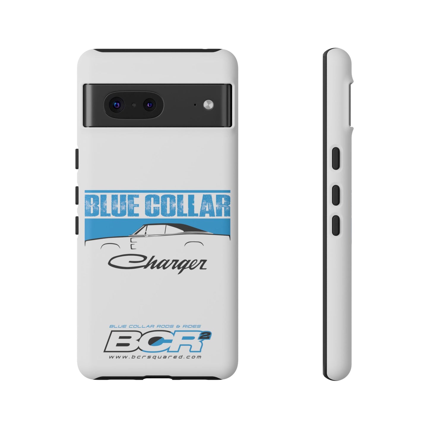 Blue Collar Charger White Phone Cases