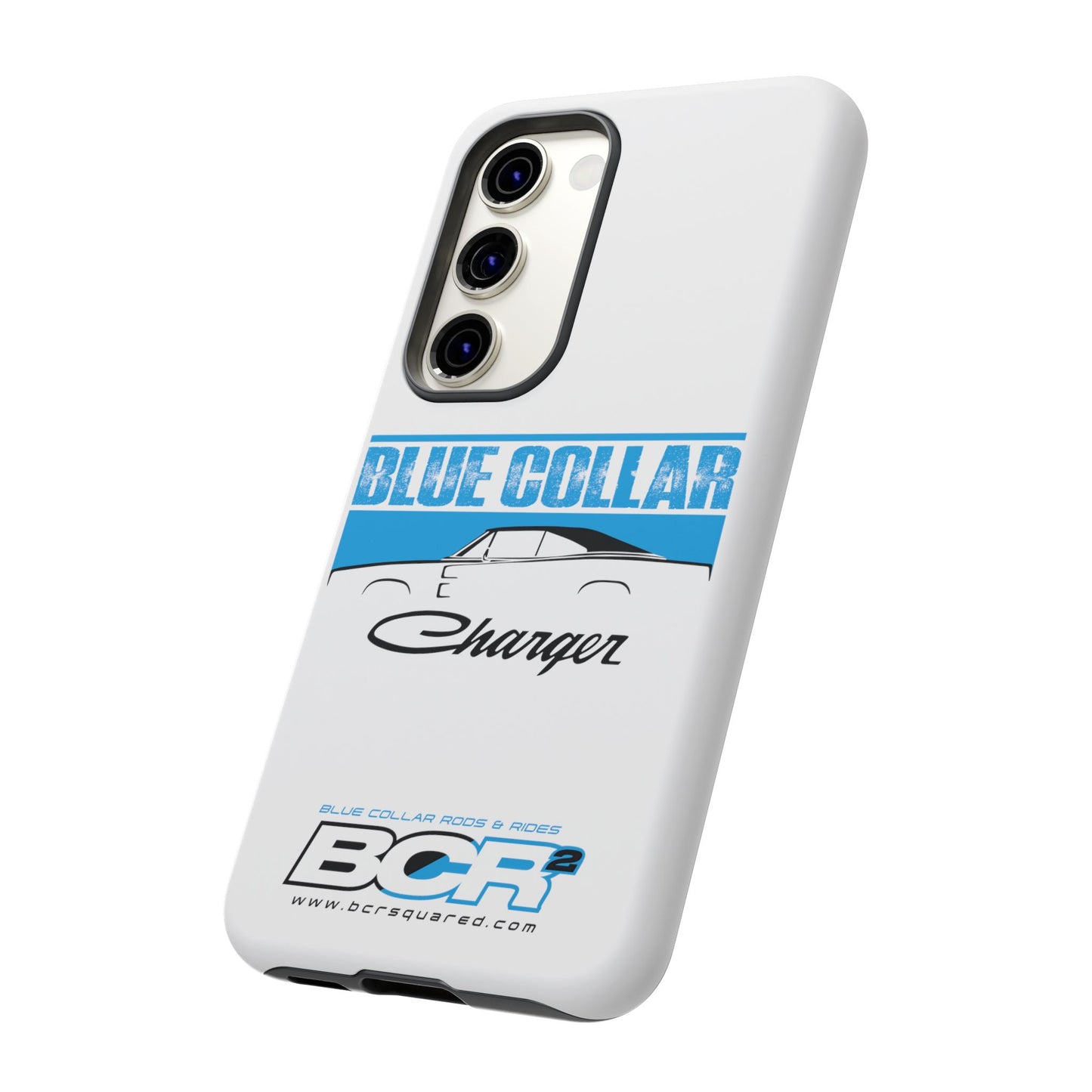 Blue Collar Charger White Phone Cases