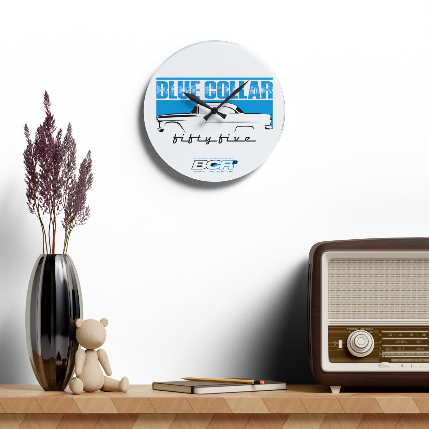 Blue Collar Fifty Five Wall Clock