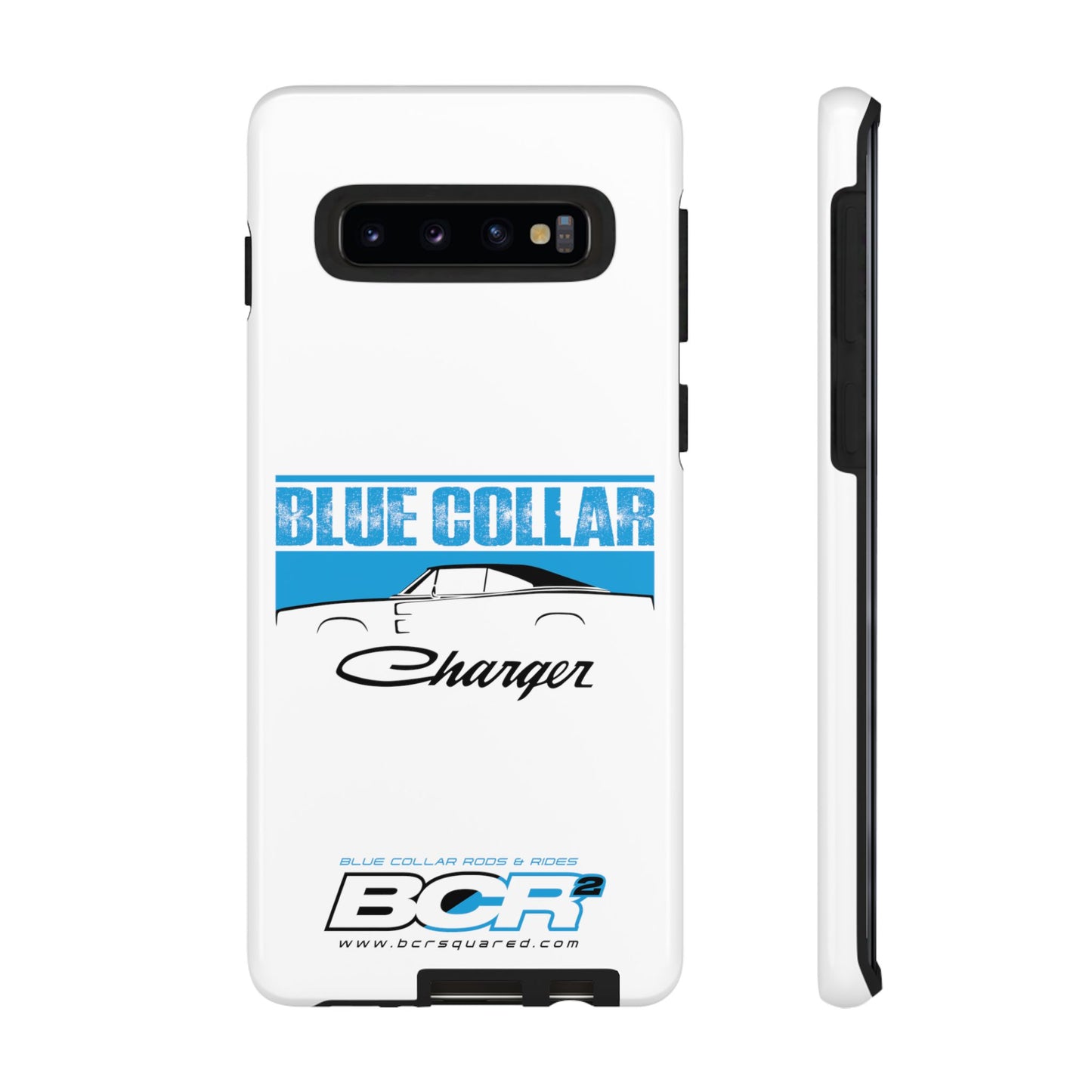 Blue Collar Charger White Phone Cases