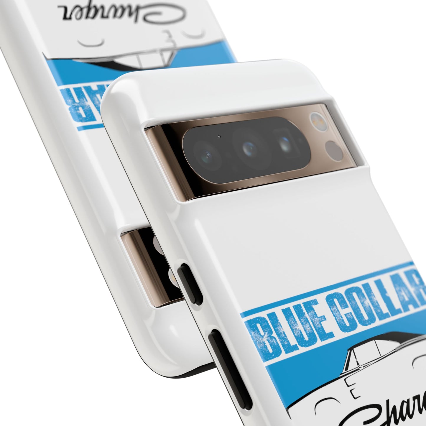 Blue Collar Charger White Phone Cases