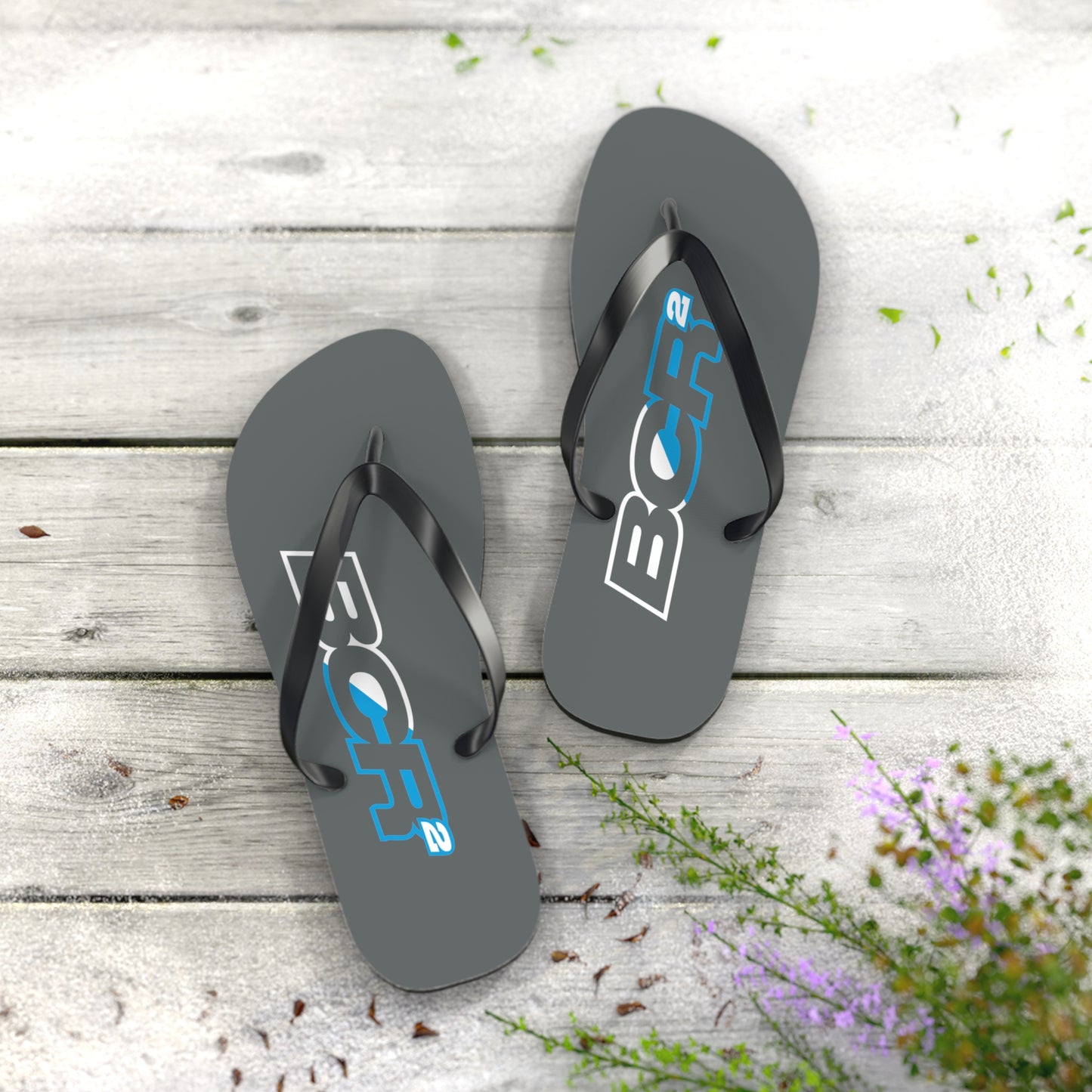 BCR Squared Gray Flip Flops