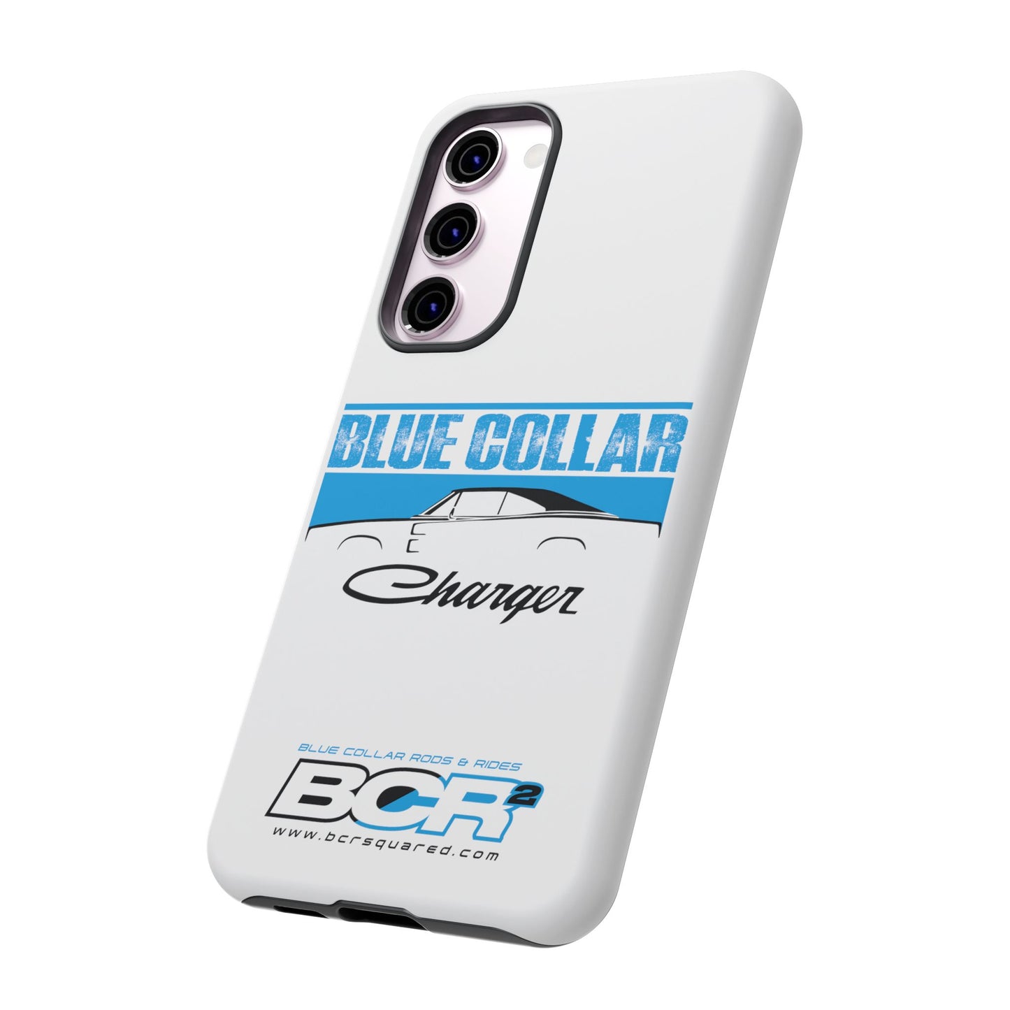 Blue Collar Charger White Phone Cases