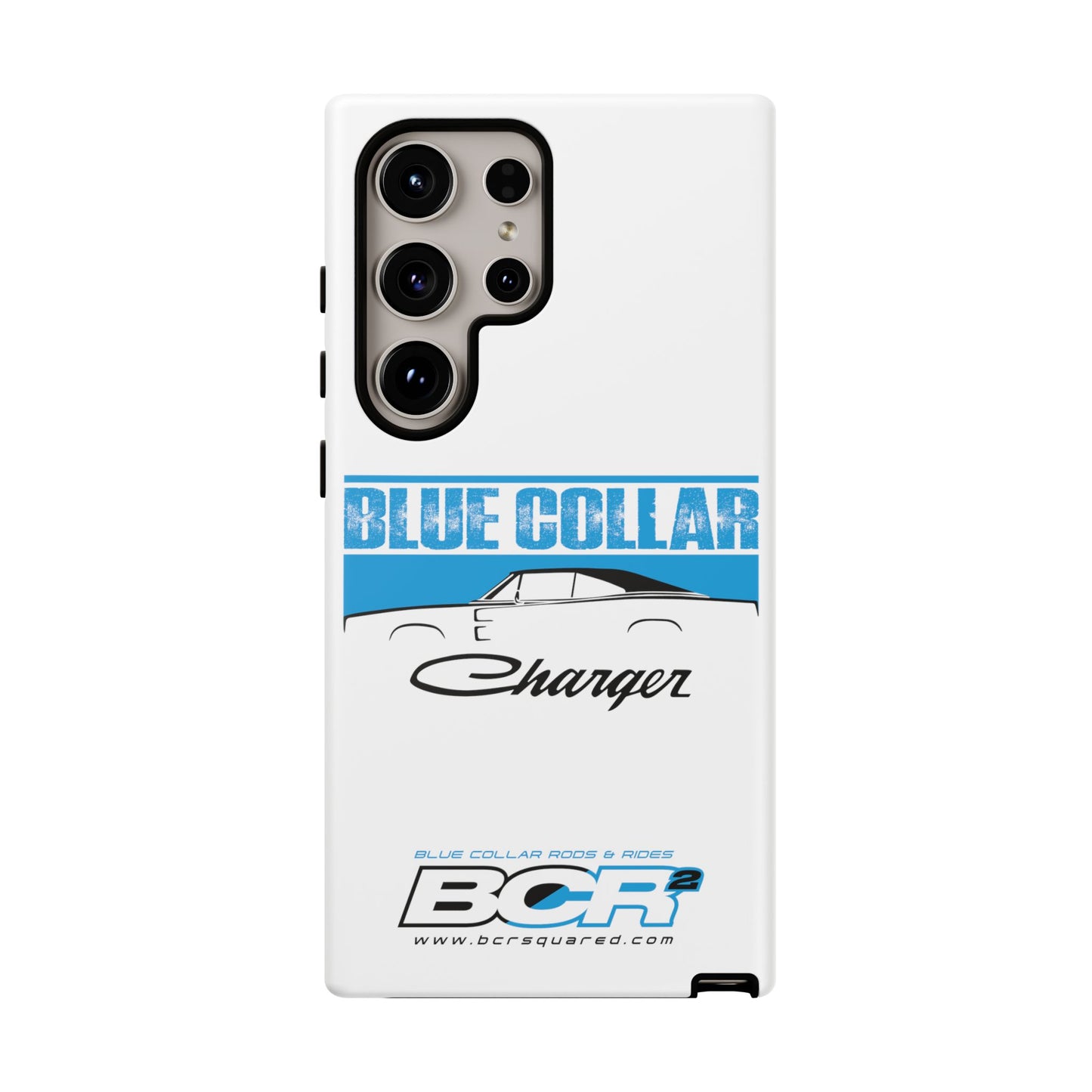 Blue Collar Charger White Phone Cases