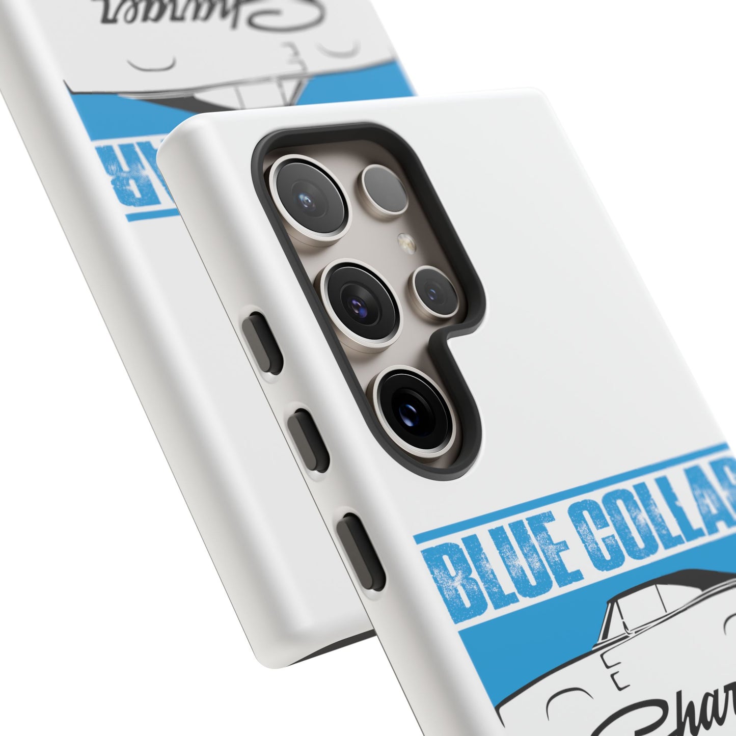 Blue Collar Charger White Phone Cases